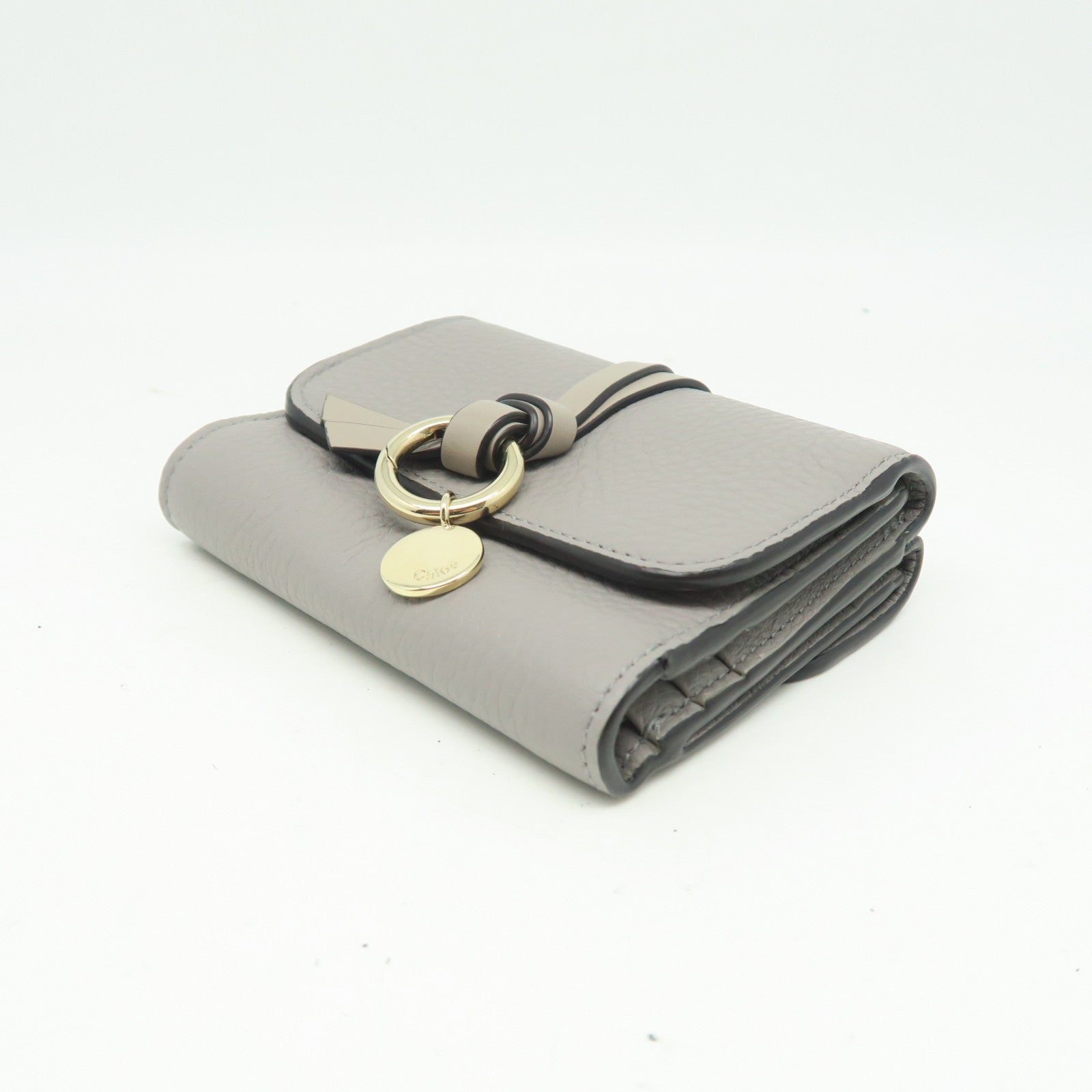 Chloe Leather Wallet Gold Buckle Gray