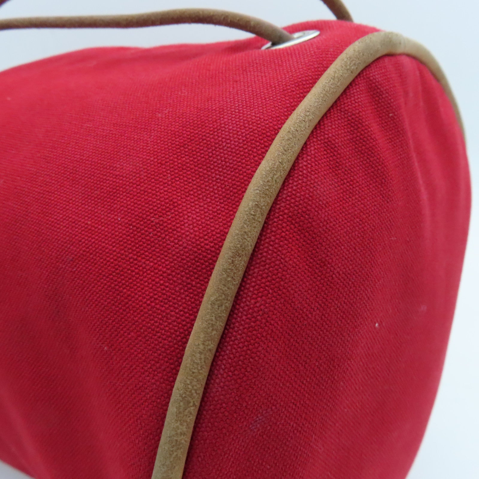 HERMES 帆布Vintage Backpack银扣背包红色