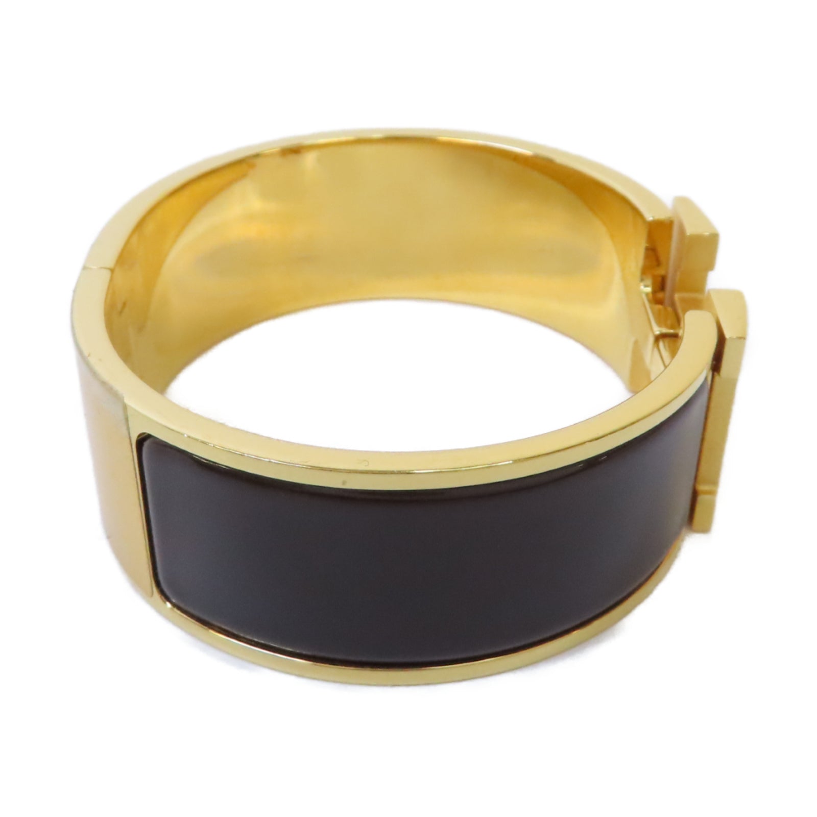 HERMES 金屬Clic-Clac H Bracelet手鐲金色/深啡色