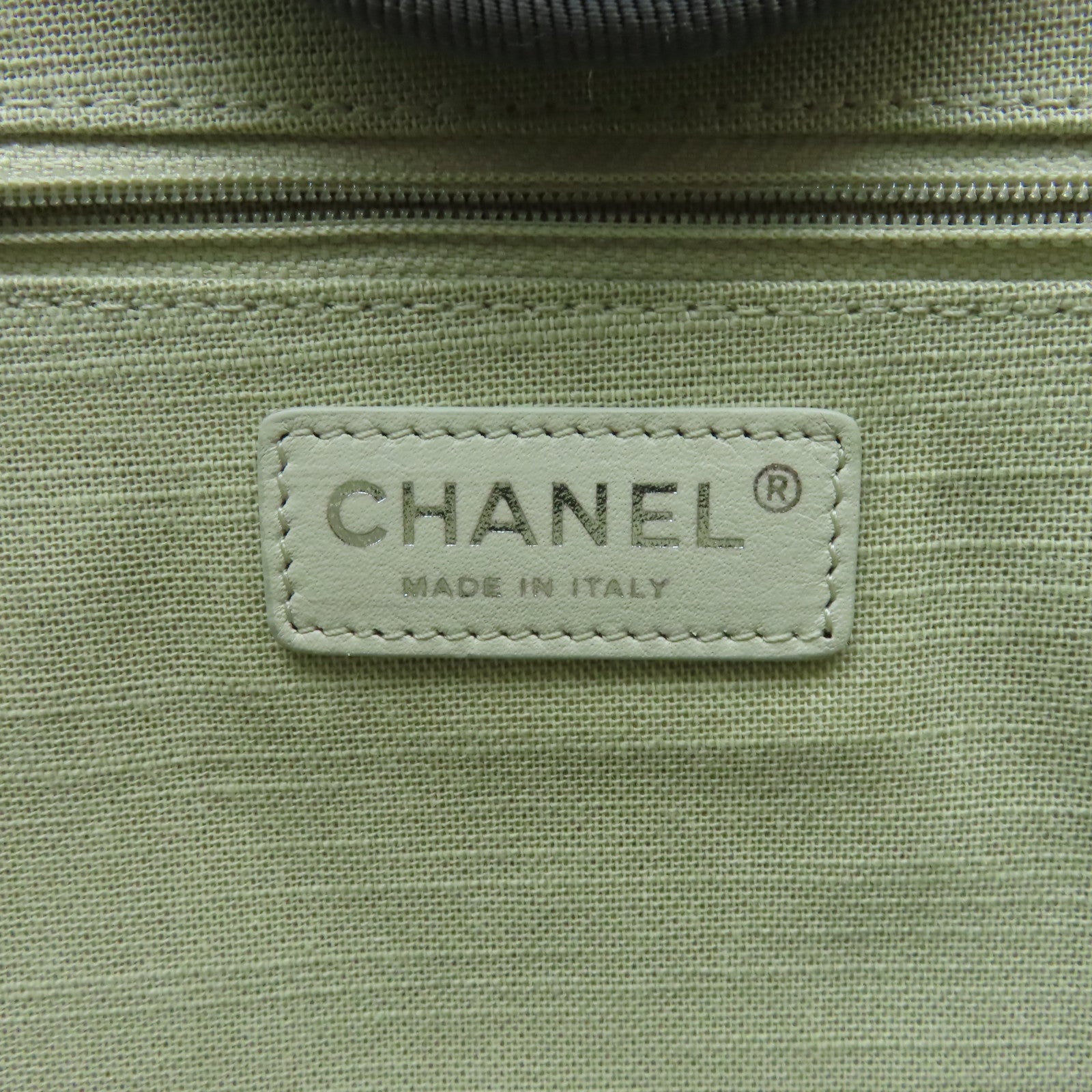 CHANEL 帆布Deauville Tote銀扣手挽肩背兩用袋灰色