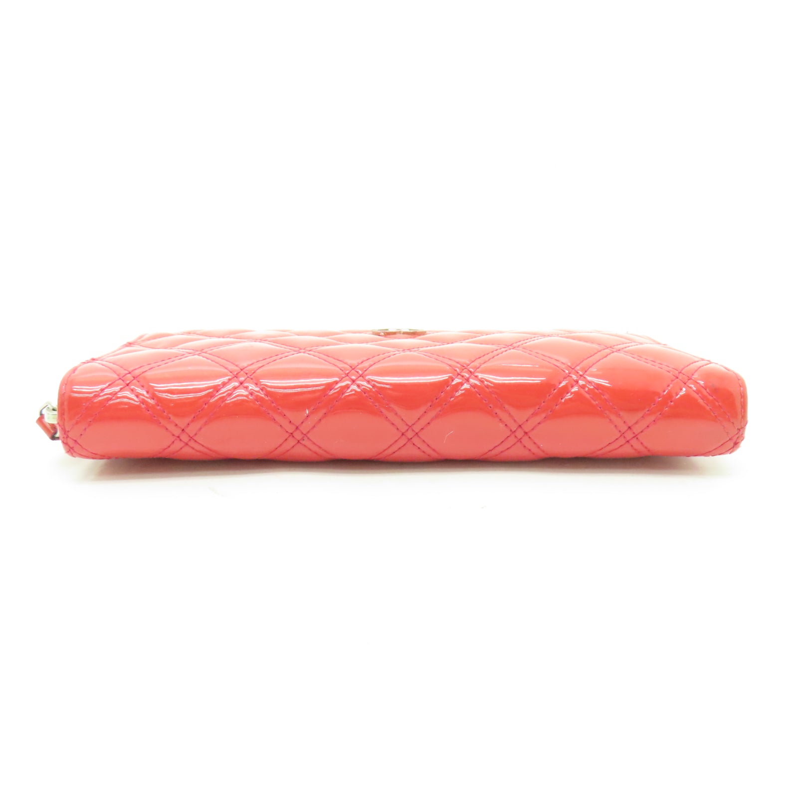 CHANEL 【激減優惠】菱格漆皮皮革Zipper Long Wallet銀扣長錢包紅色