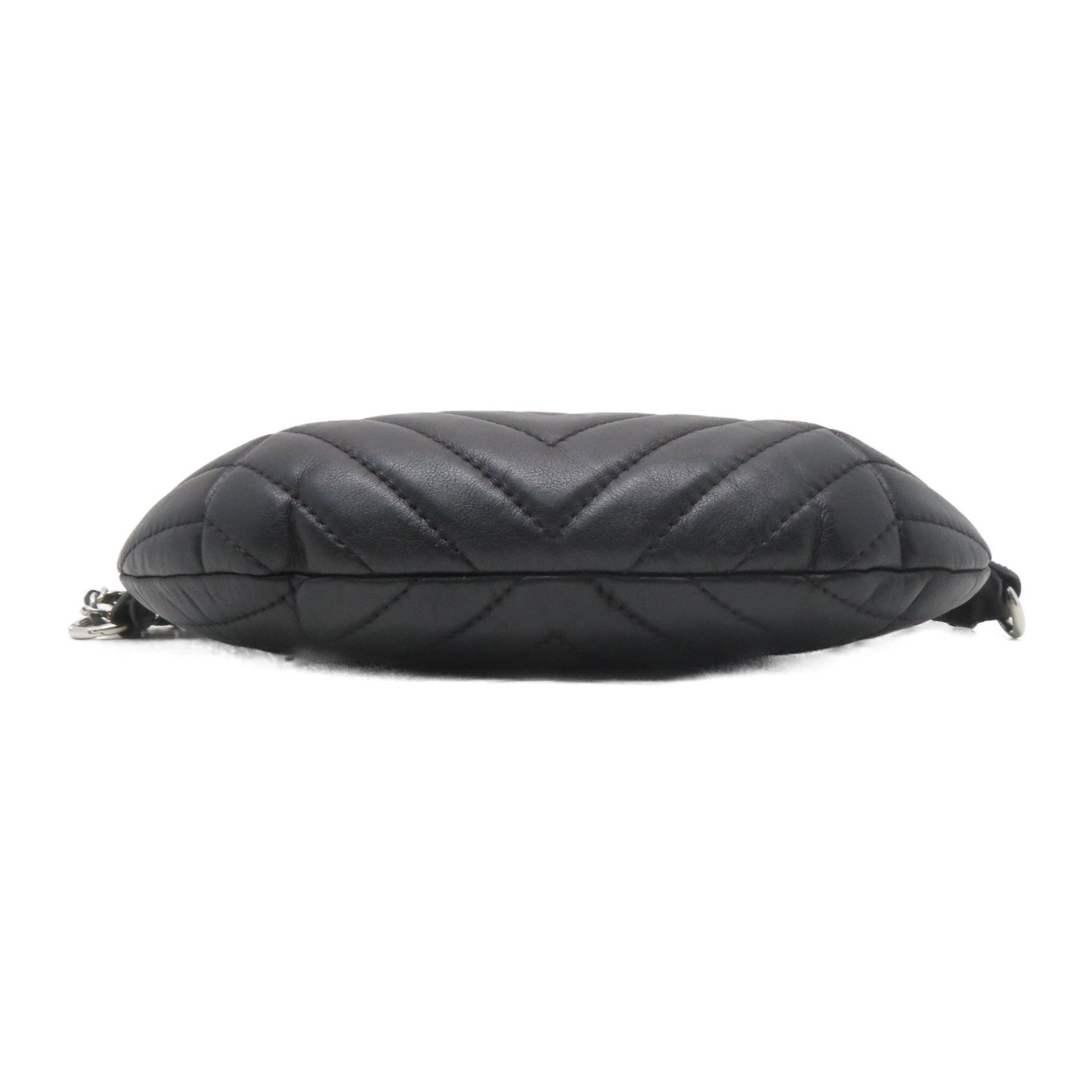 CHANEL 斜紋羊皮皮革Waist Bag銀扣腰包黑色