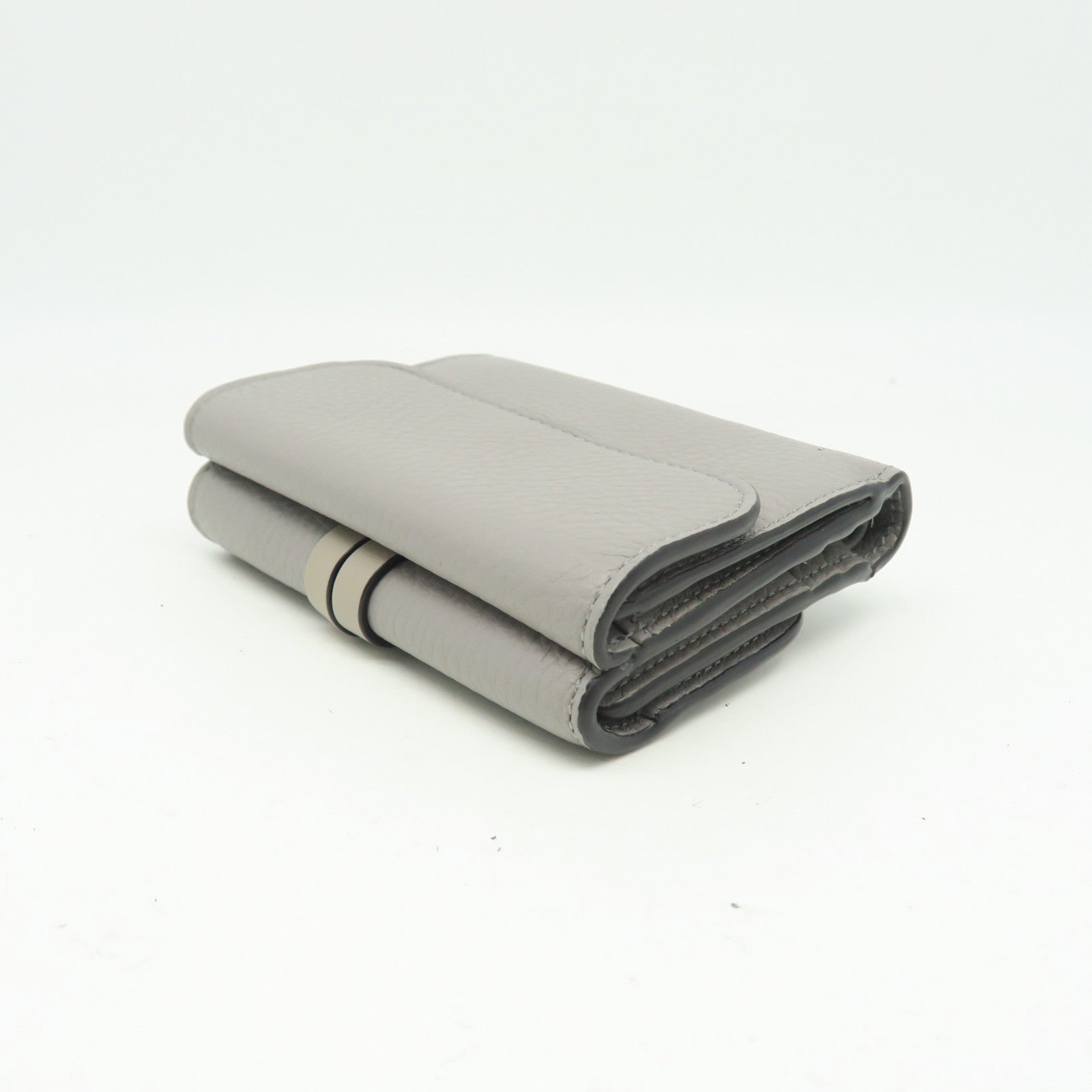 Chloe Leather Wallet Gold Buckle Gray