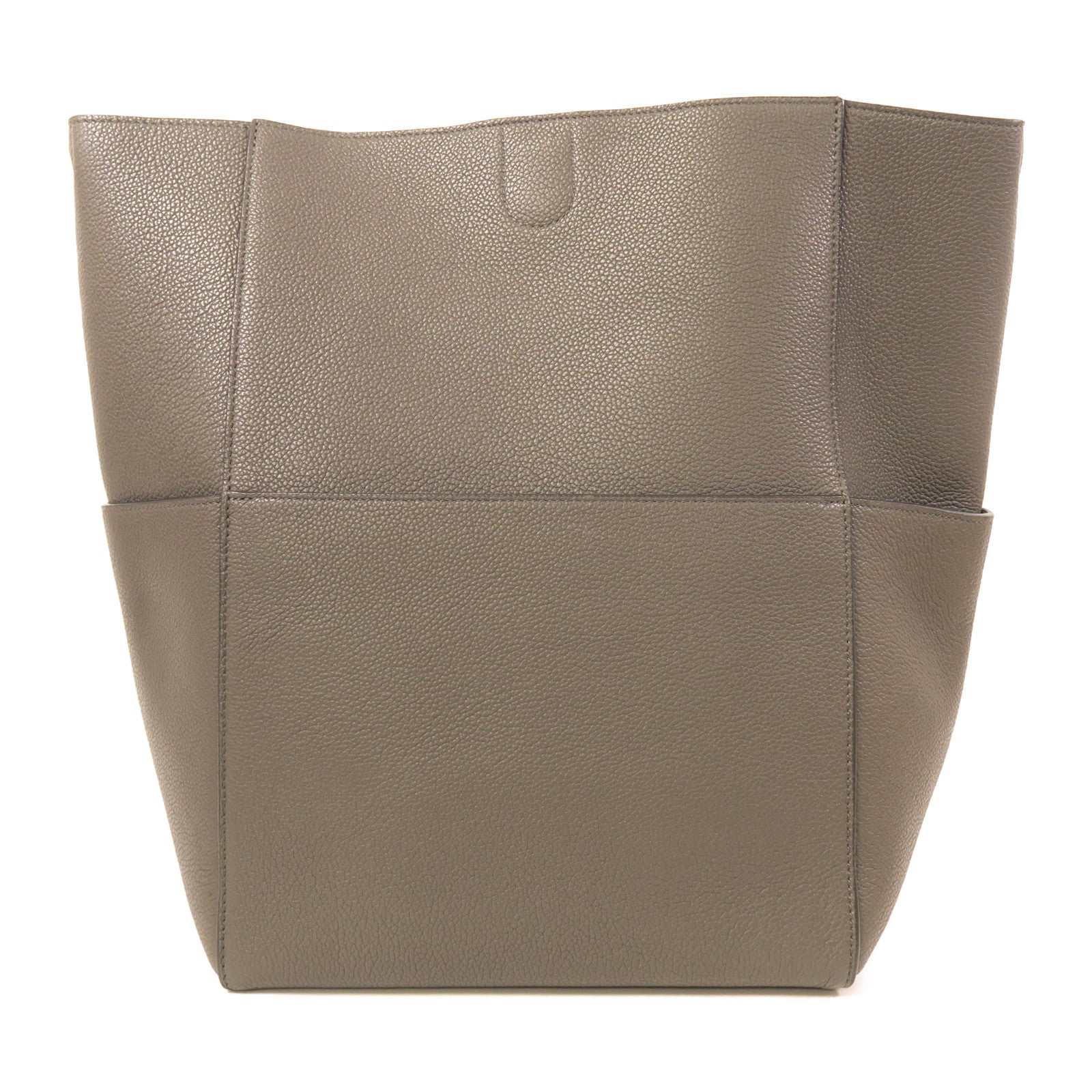 CELINE 牛皮皮革Shoulder Bag金扣肩背袋灰色