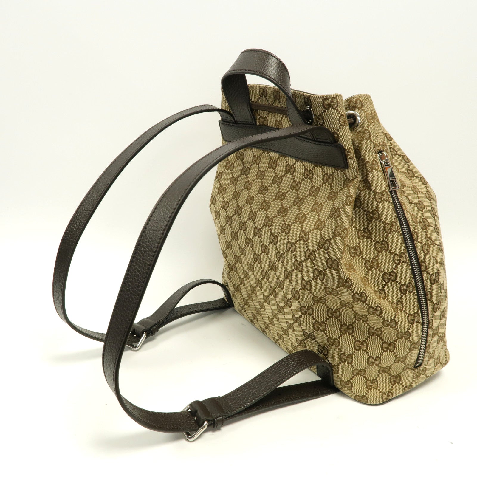 GUCCI 帆布Backpack銀扣背包啡色