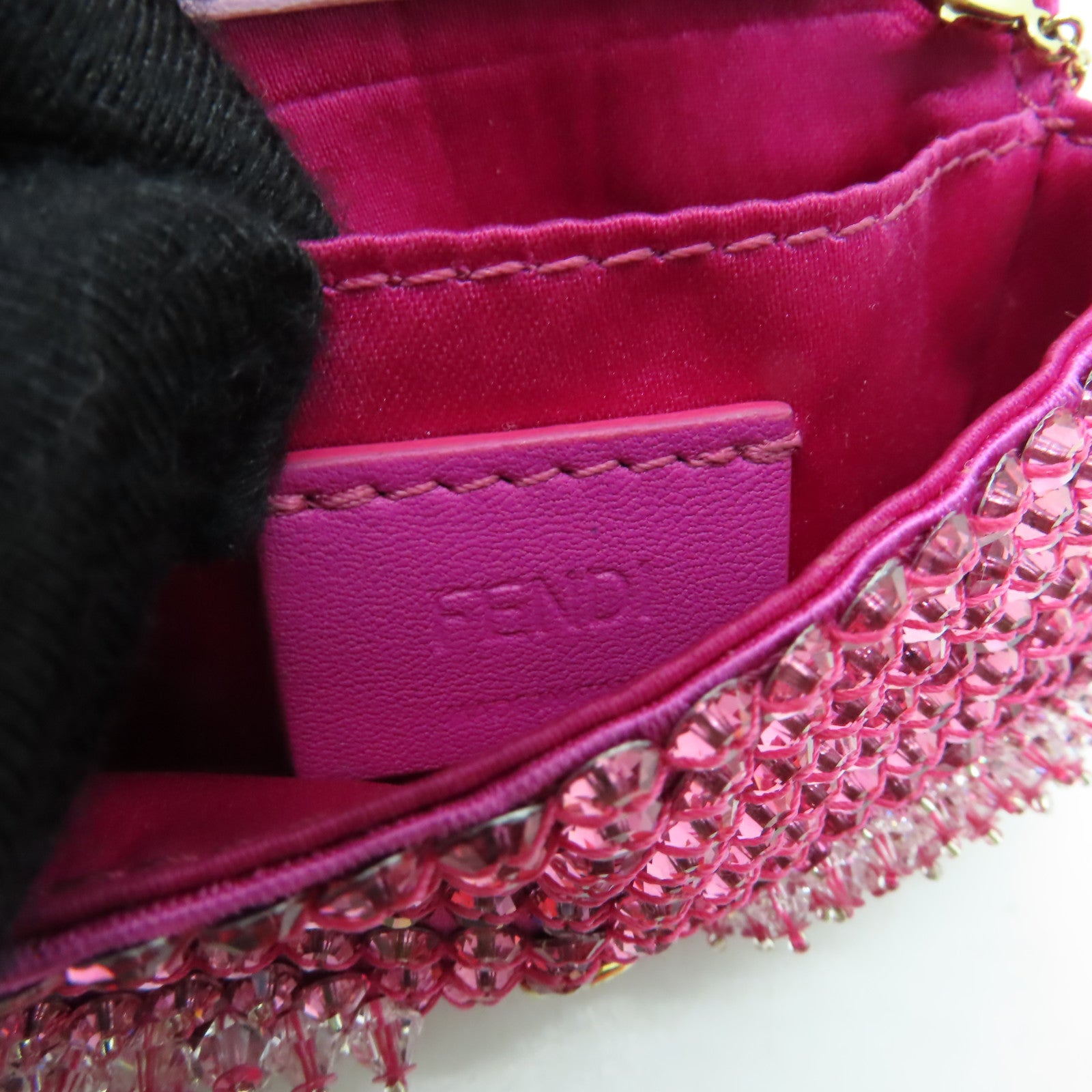 FENDI PVC Chain Shoulder Bag金扣鏈帶肩背袋粉紅色
