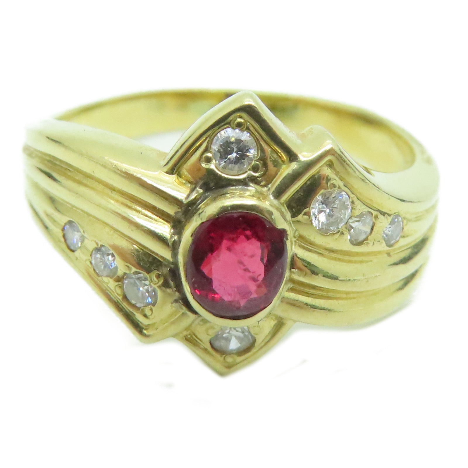 JEWELRY 【激减优惠】18K黄金Ruby Ring 0.41ct红宝石/0.15ct钻石戒指US#7.5