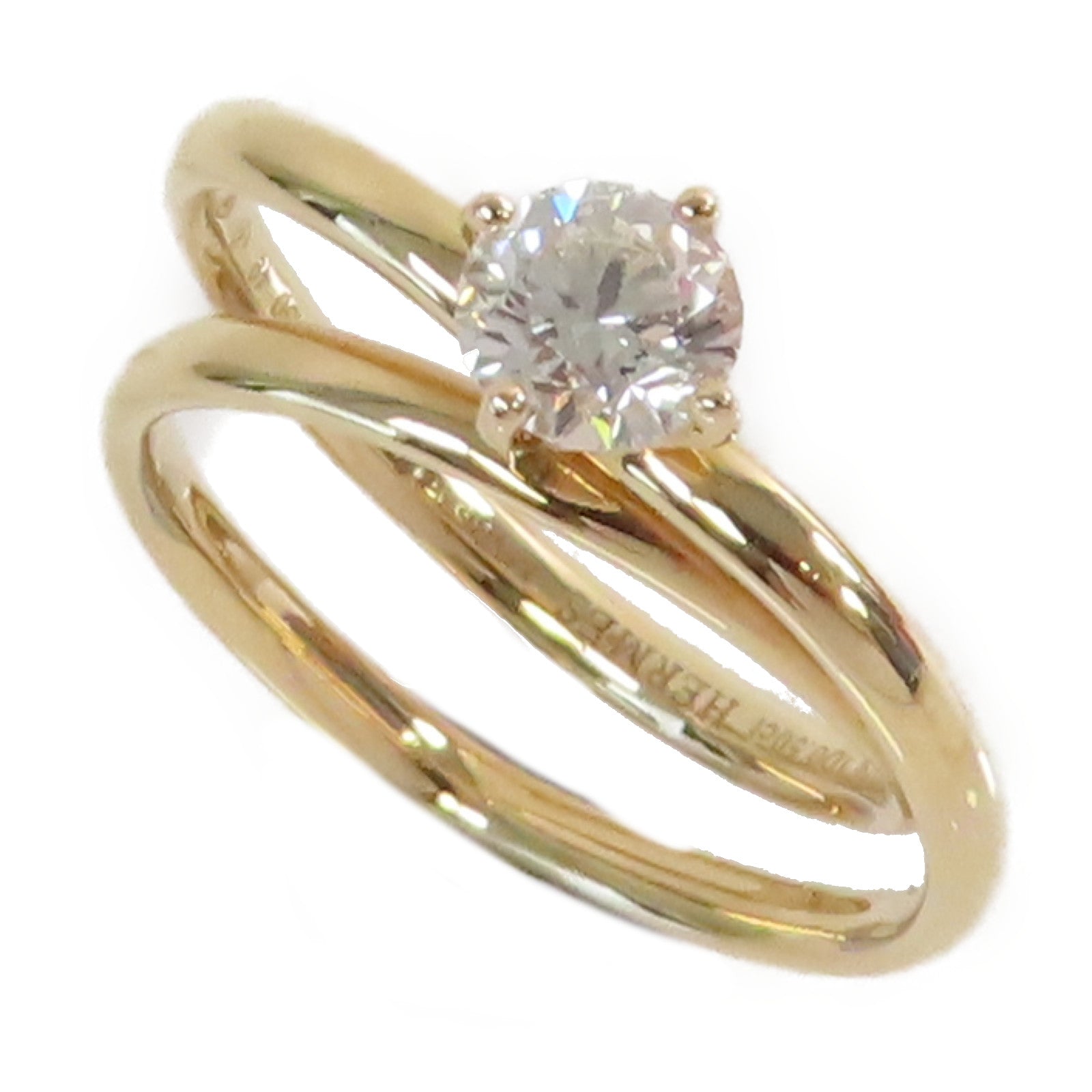 HERMES 18K玫瑰金/0.5ct鑽石Diamond Ring戒指US#5