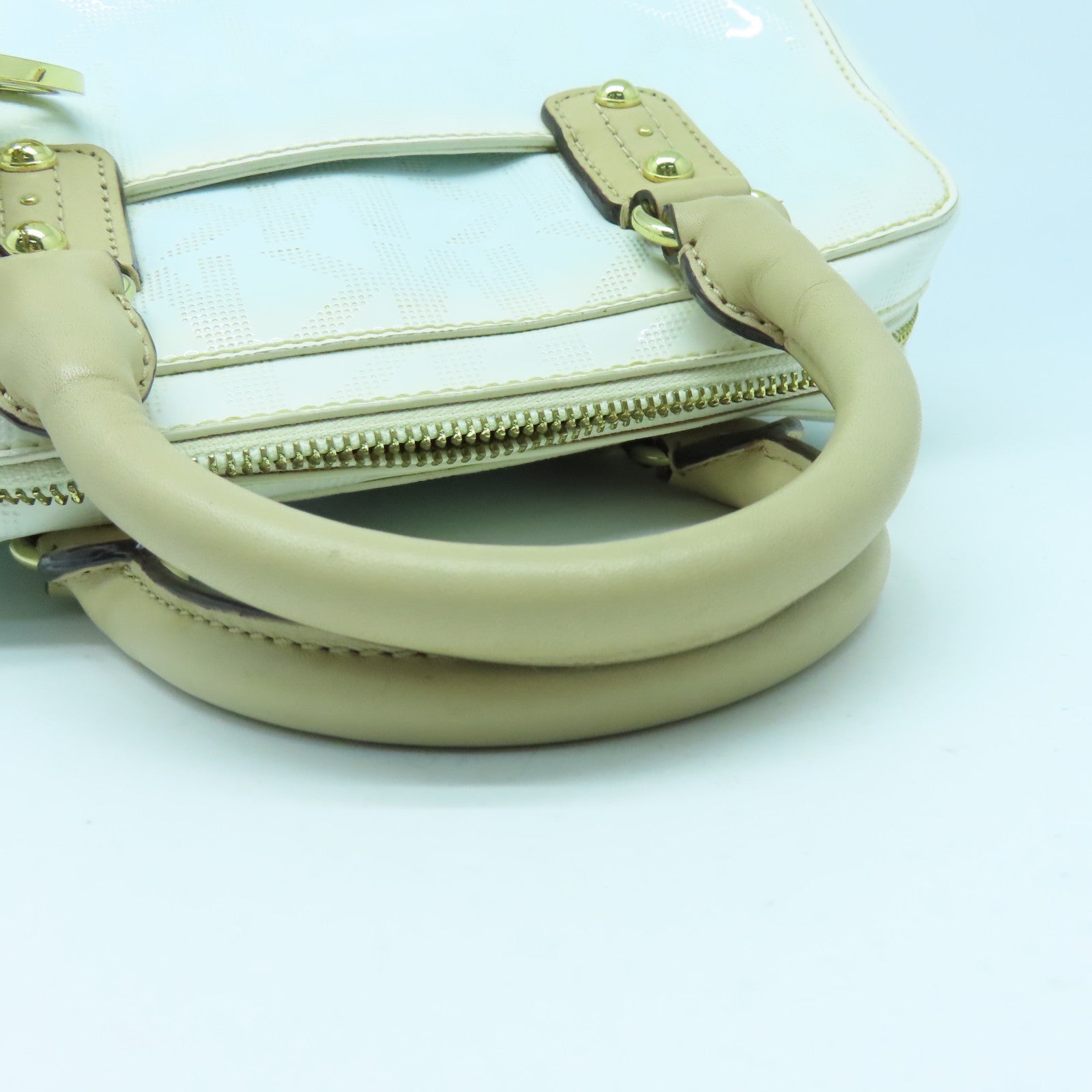 Michael Kors 漆皮皮革Handbag金扣手挽袋白色