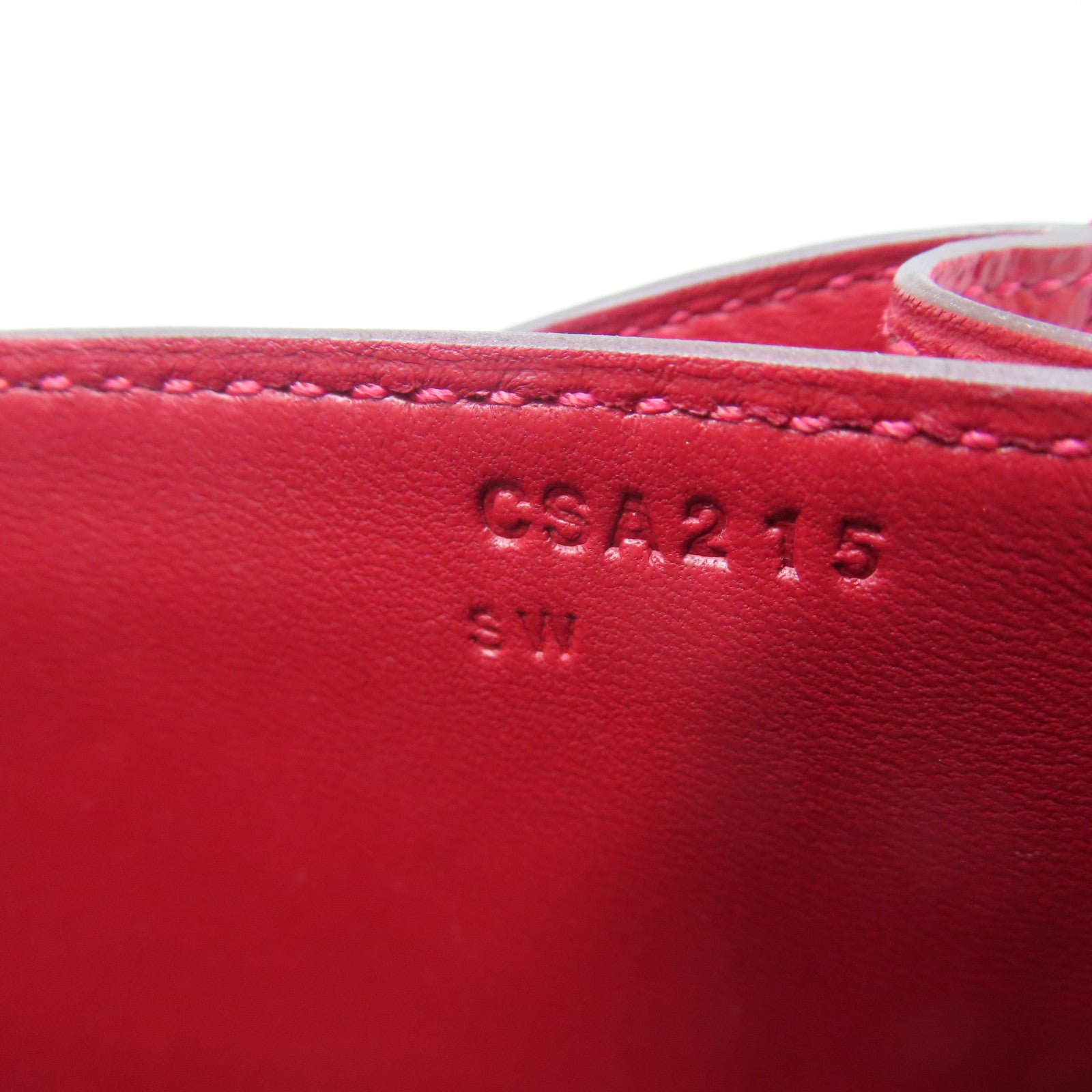 HERMES Ostrich Leather Constance 24 Gold Buckle Shoulder Bag Ostrich Red