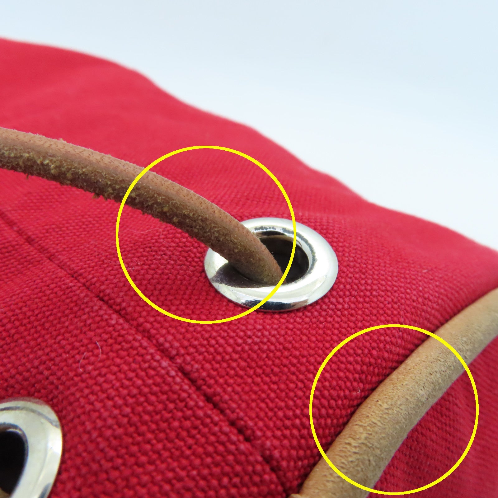 HERMES 帆布Vintage Backpack银扣背包红色