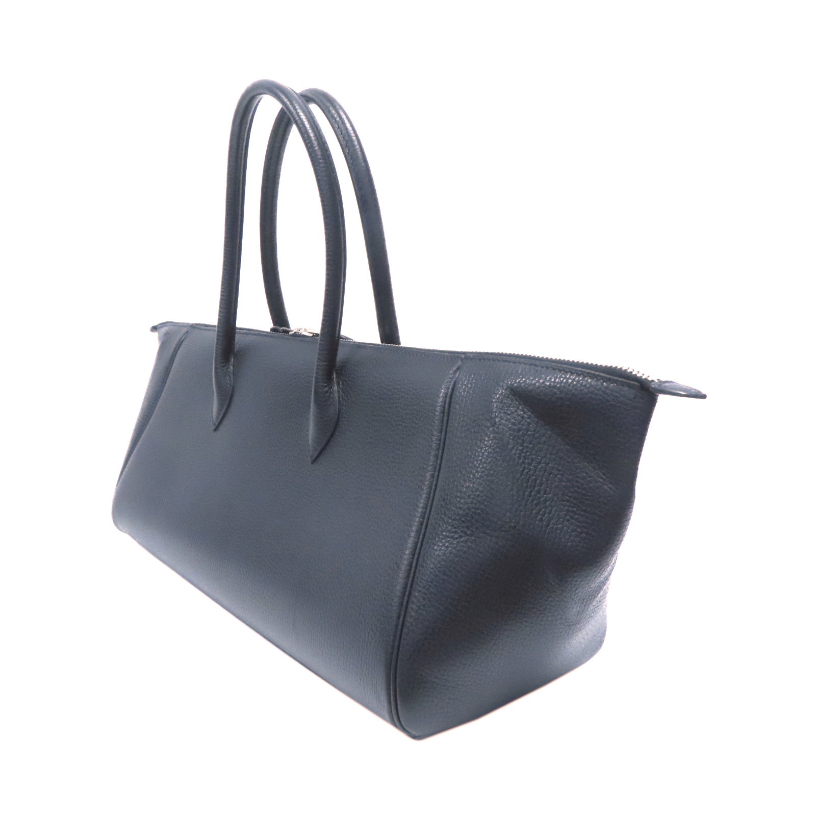 HERMES Liegee皮革Paris Bombay銀扣手挽袋黑色