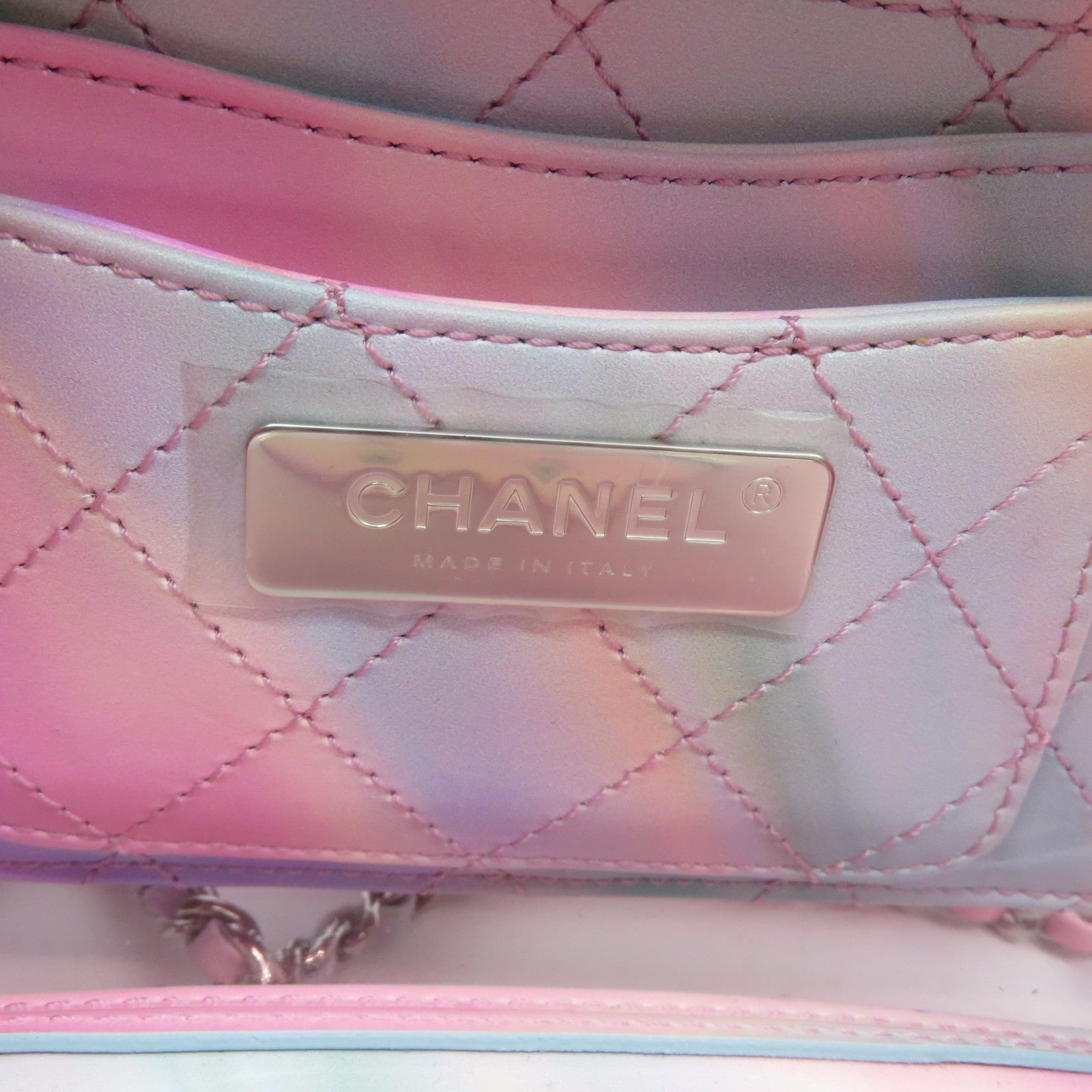 CHANEL PVC Vanity Case銀扣鏈帶手挽肩背兩用袋粉紅色