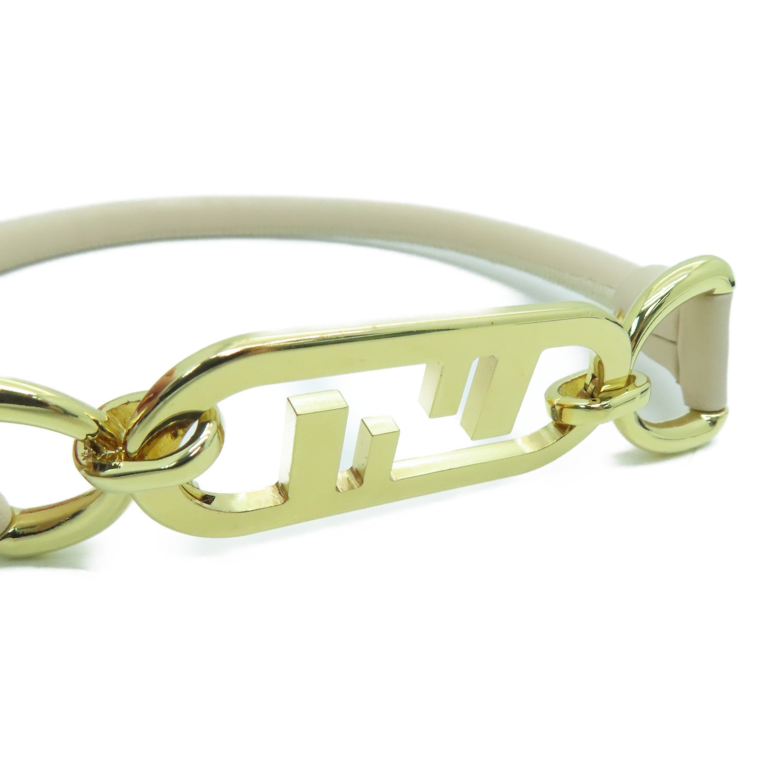FENDI 【激减优惠】金属/牛皮皮革O Lock Choker项链金色/粉红色
