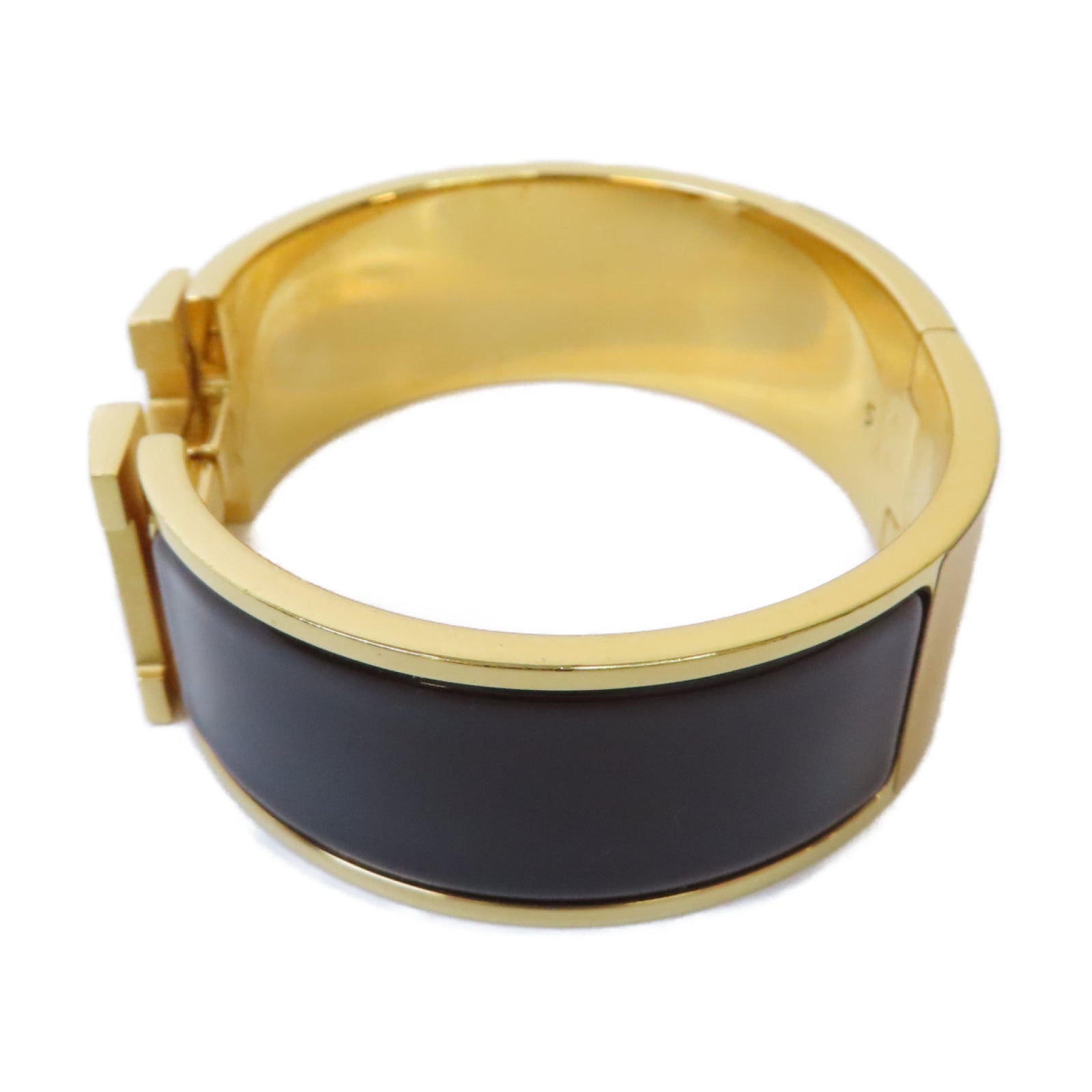 HERMES 金屬Clic-Clac H Bracelet手鐲金色/深啡色