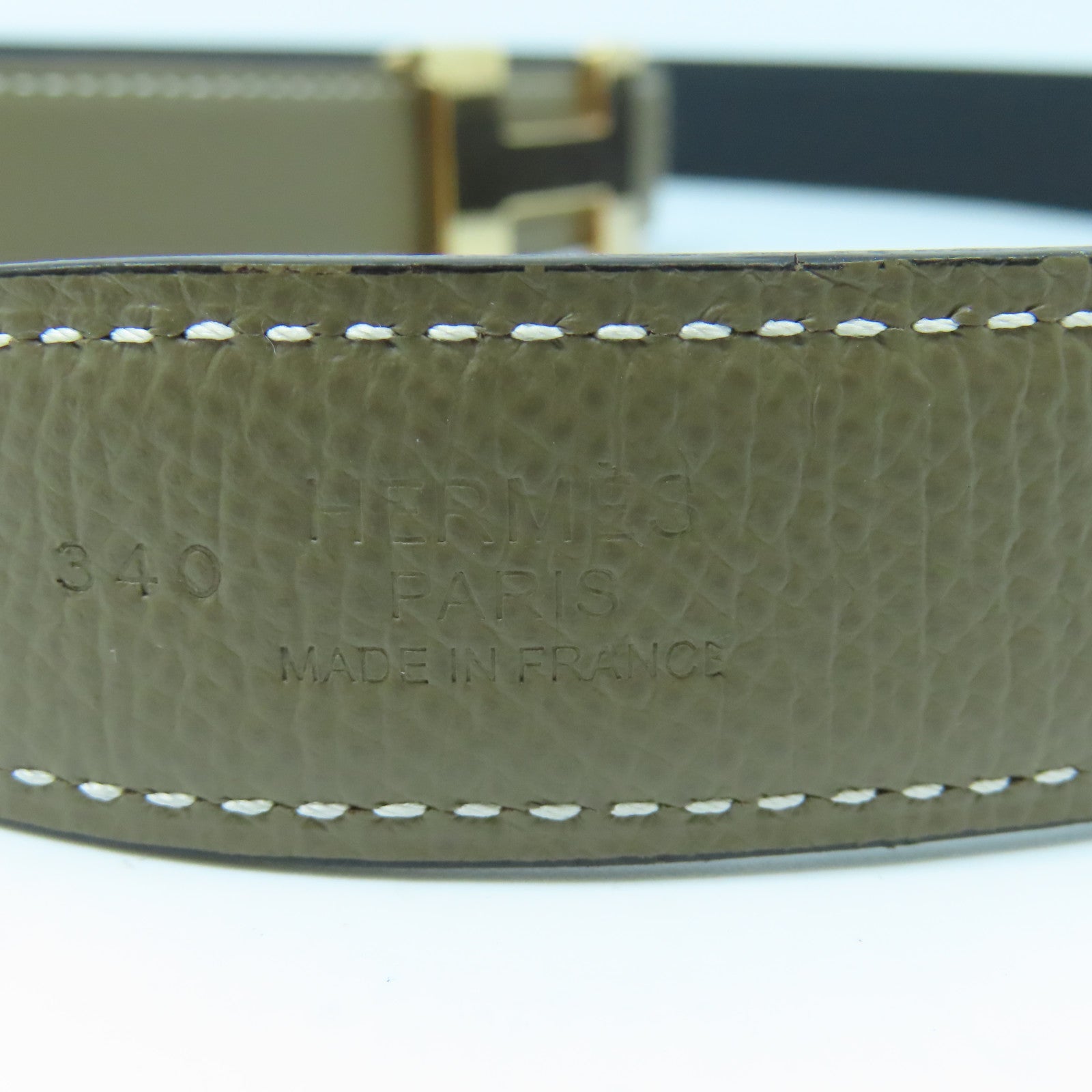 HERMES Veau Epsom Leather H Belt 80Cm Gold Buckle Belt Elephant Gray