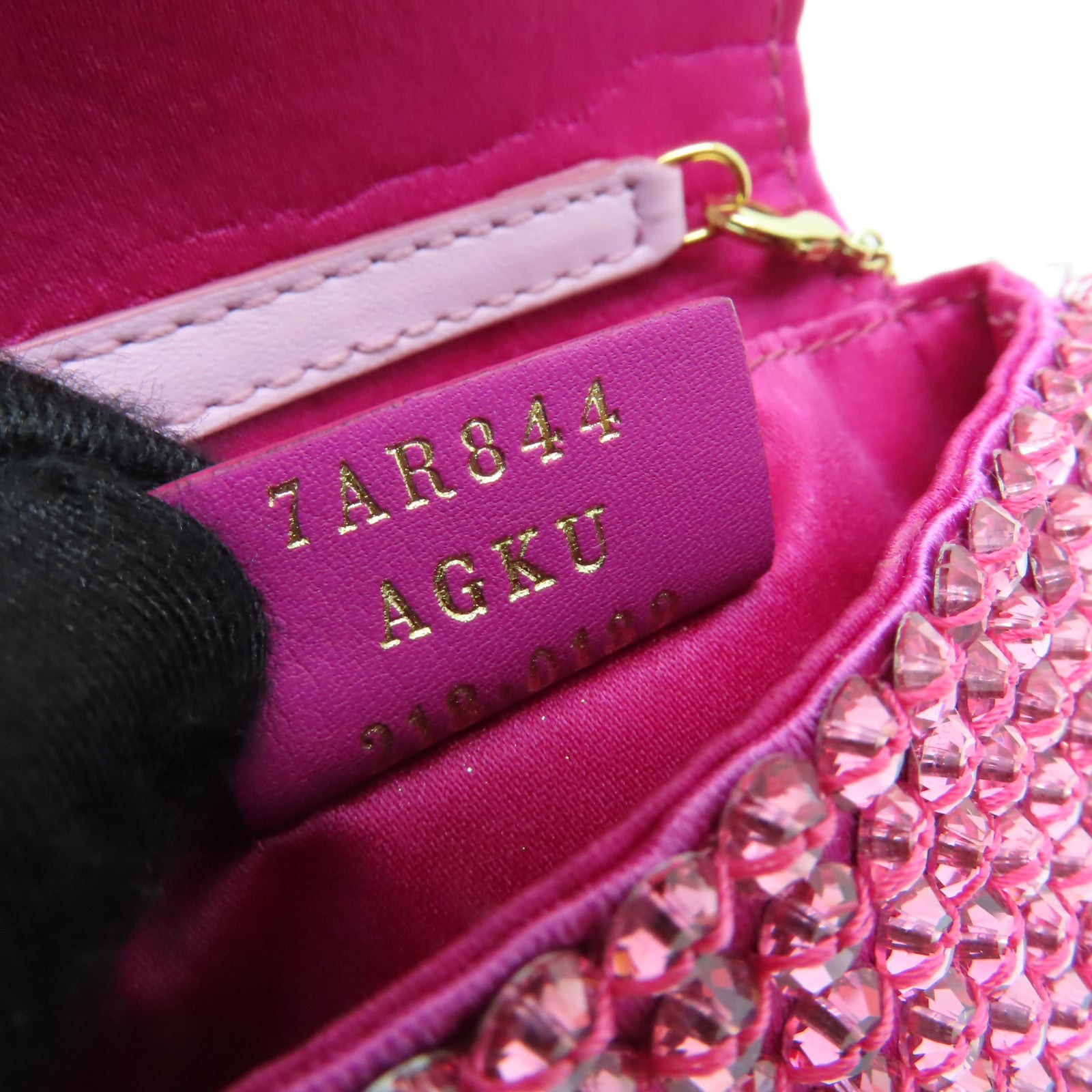FENDI PVC Chain Shoulder Bag金扣鏈帶肩背袋粉紅色