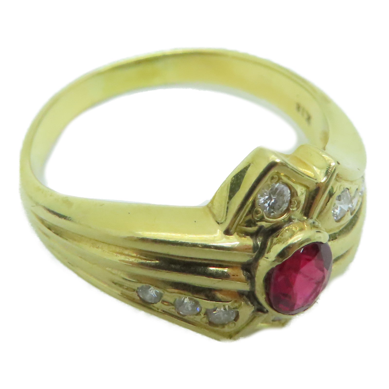 JEWELRY 【激减优惠】18K黄金Ruby Ring 0.41ct红宝石/0.15ct钻石戒指US#7.5