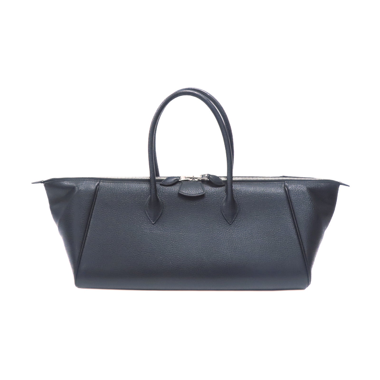 HERMES Liegee皮革Paris Bombay銀扣手挽袋黑色