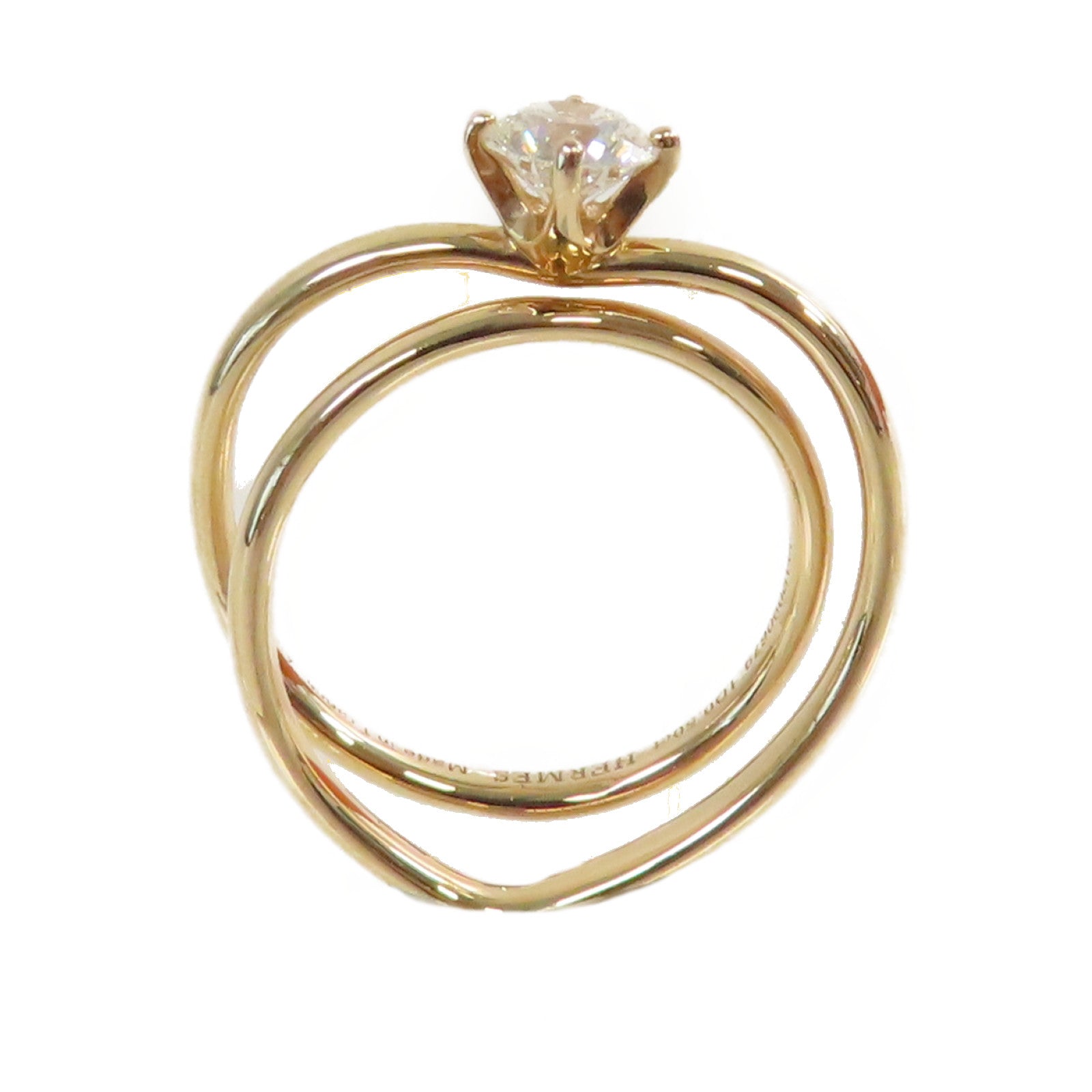 HERMES 18K玫瑰金/0.5ct鑽石Diamond Ring戒指US#5