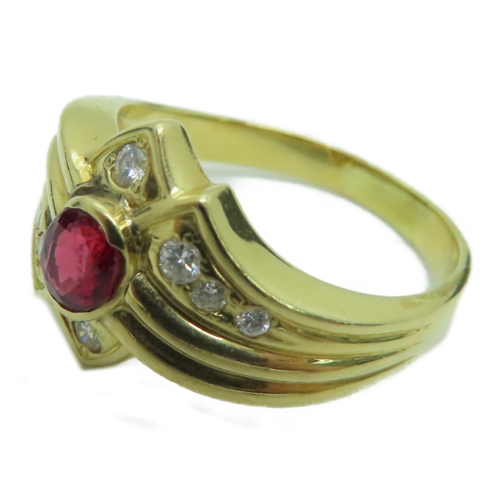 JEWELRY 【激减优惠】18K黄金Ruby Ring 0.41ct红宝石/0.15ct钻石戒指US#7.5