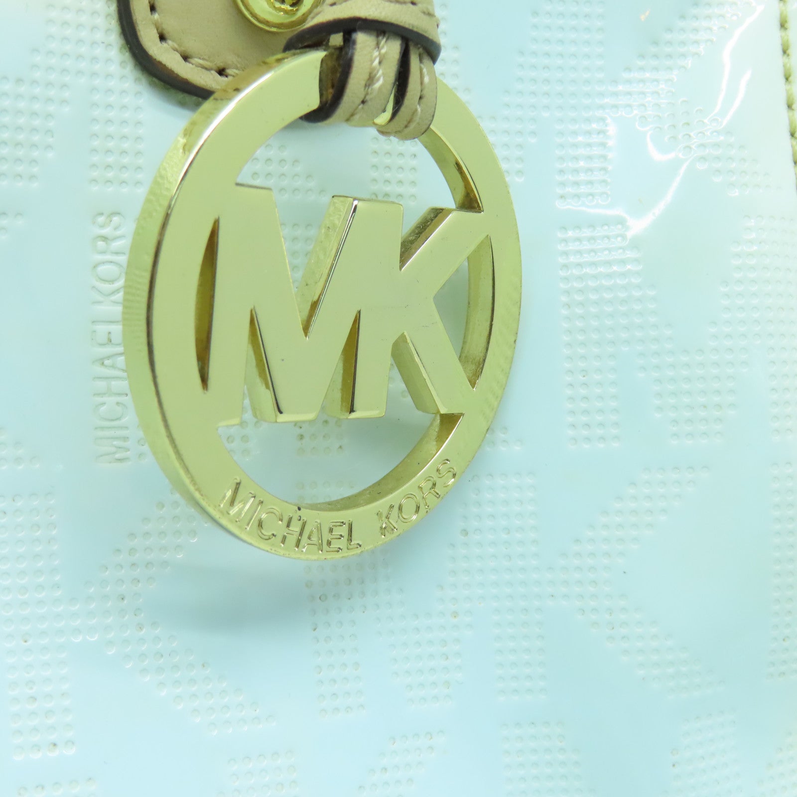 Michael Kors 漆皮皮革Handbag金扣手挽袋白色
