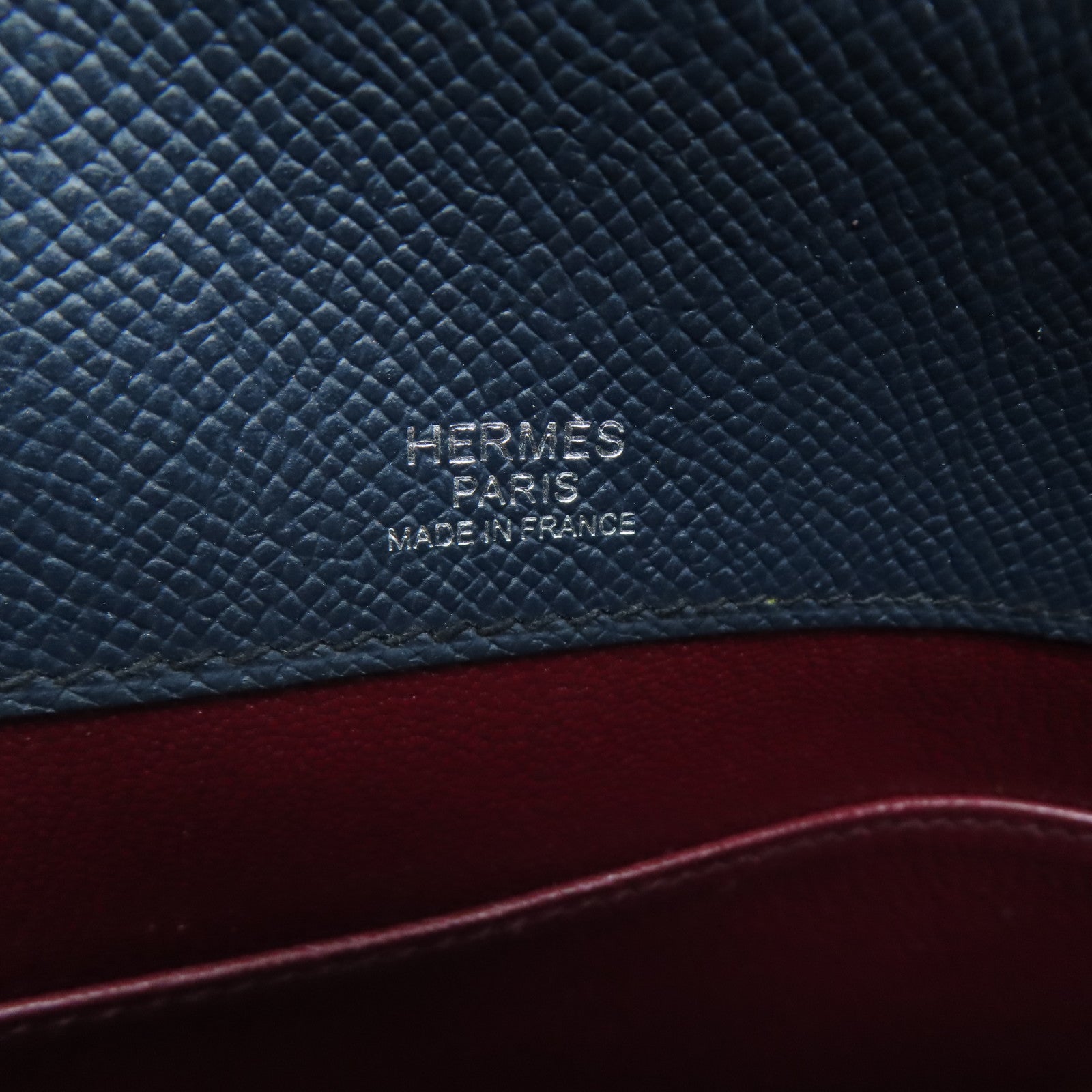 HERMES Epsom皮革Cityhall Pouch銀扣手提包Bleu Indigo深藍色
