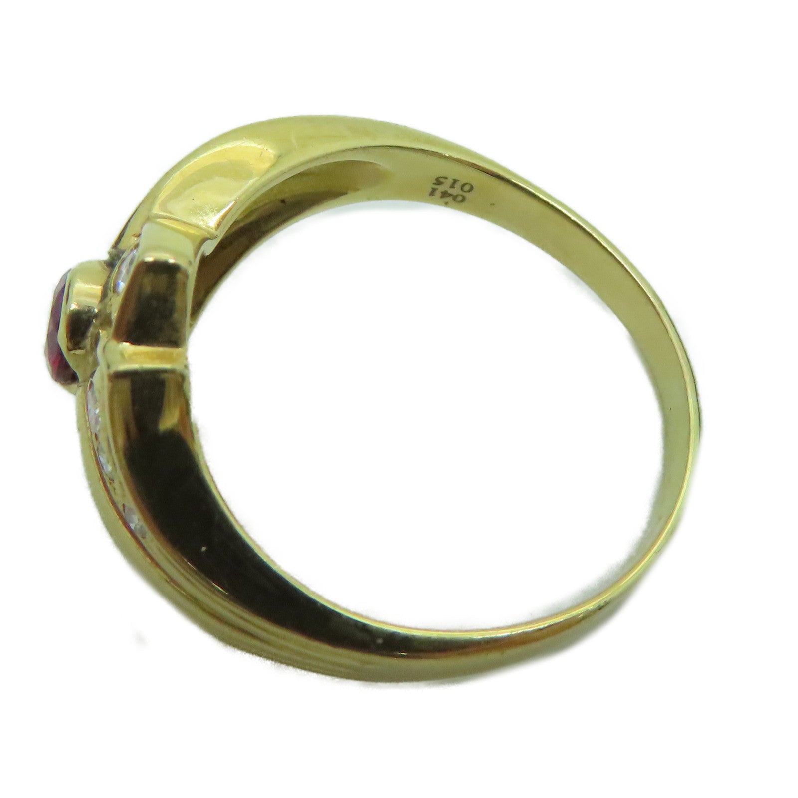 JEWELRY 【激减优惠】18K黄金Ruby Ring 0.41ct红宝石/0.15ct钻石戒指US#7.5
