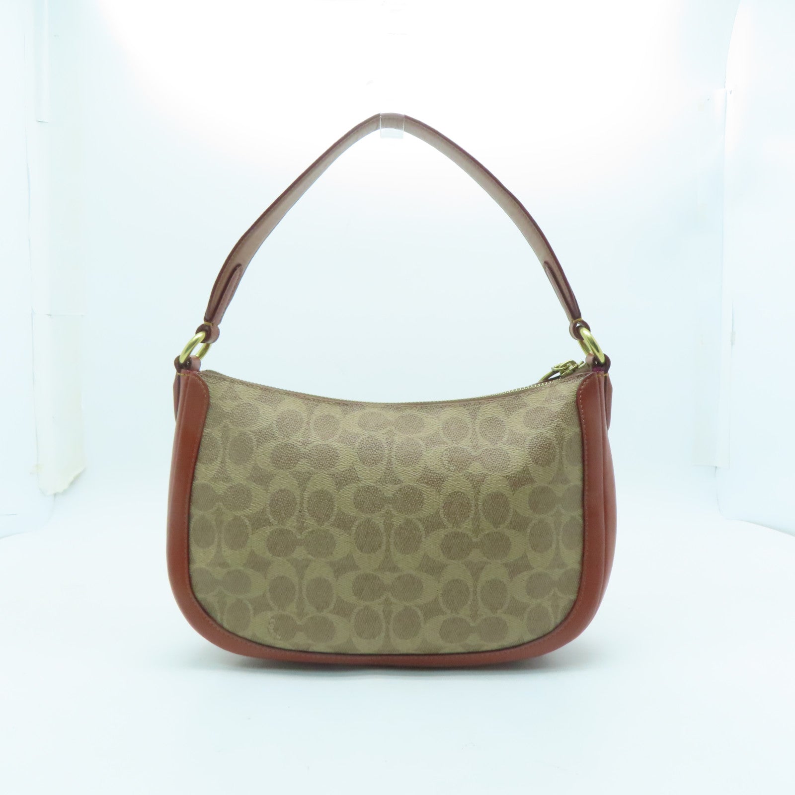COACH 牛皮皮革2 Way Shoulder Bag金扣手挽肩背兩用袋棕色
