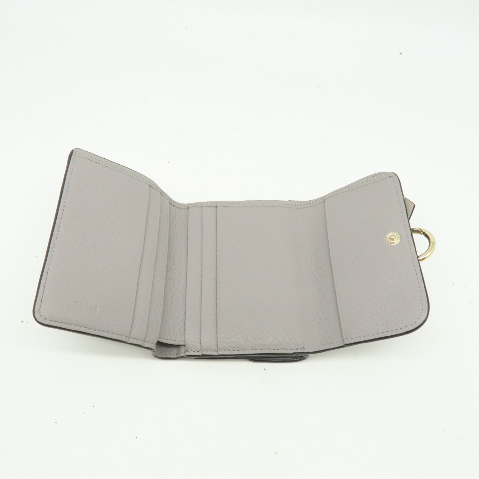 Chloe Leather Wallet Gold Buckle Gray