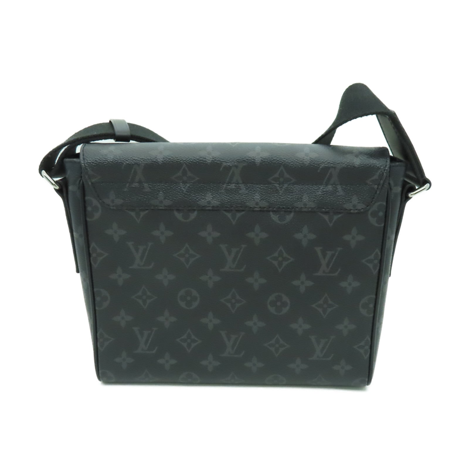 LOUIS VUITTON Monogram Eclipse District PM銀扣肩背袋黑色/灰色