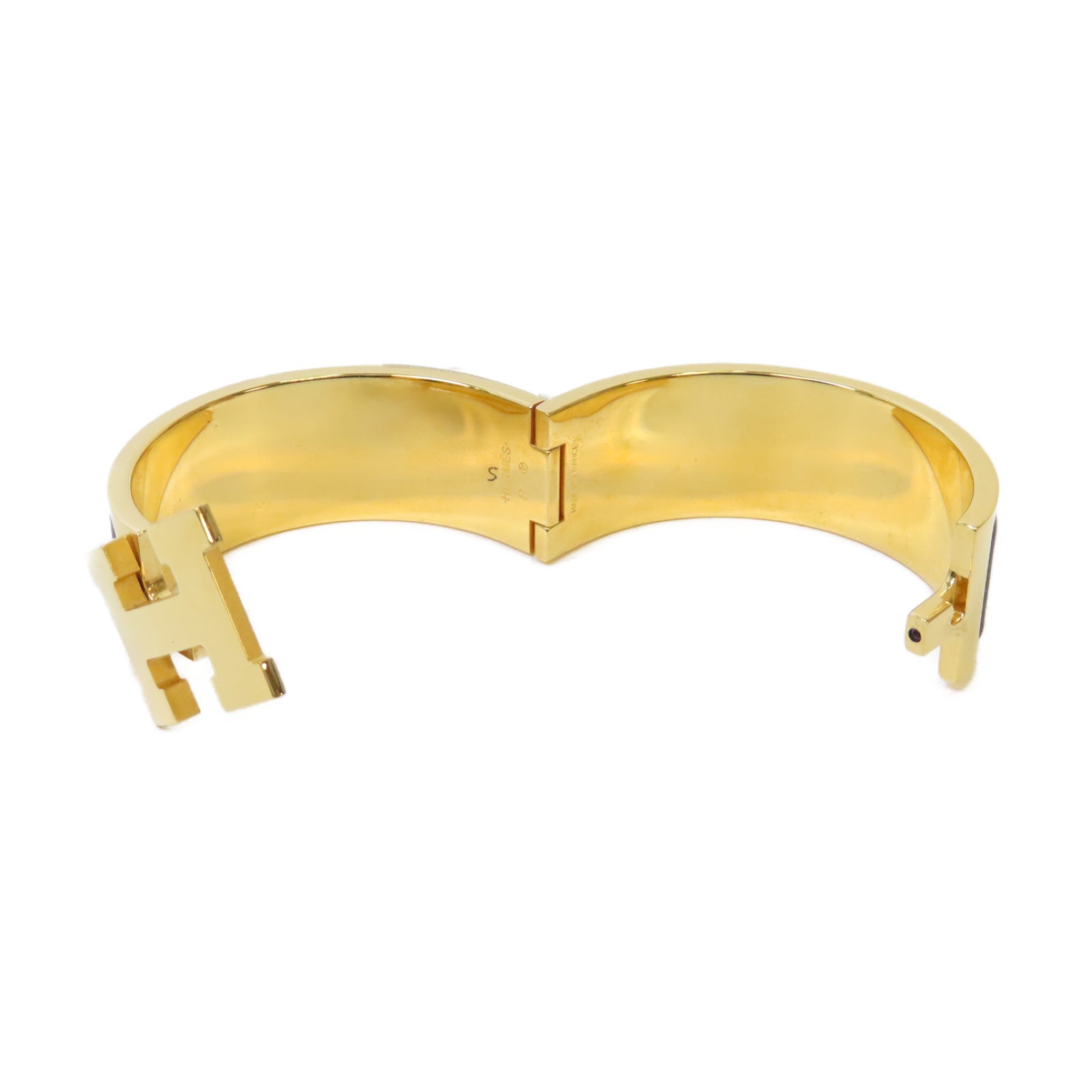 HERMES 金屬Clic-Clac H Bracelet手鐲金色/深啡色