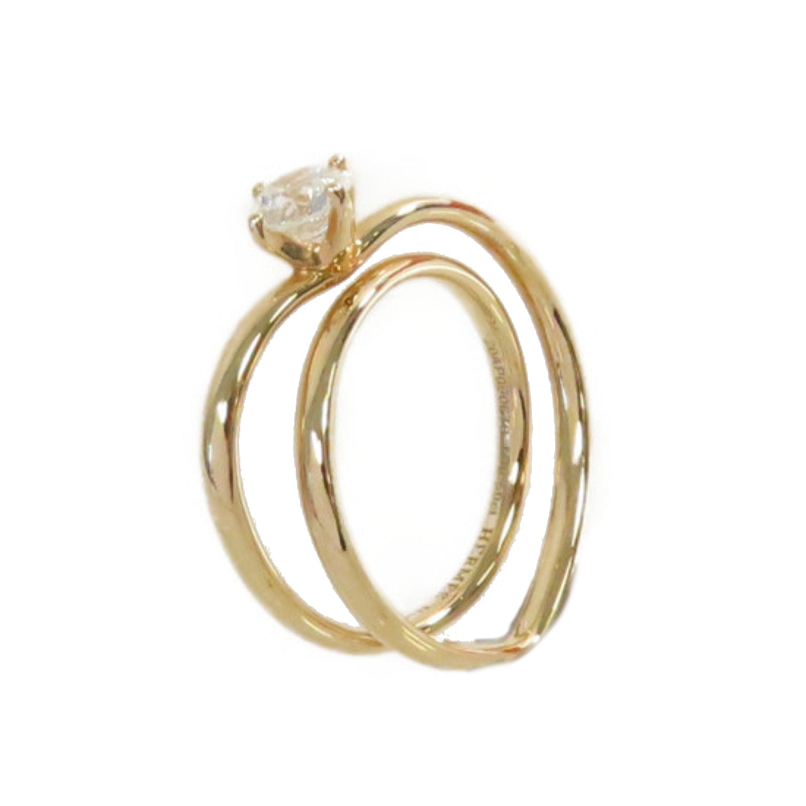 HERMES 18K玫瑰金/0.5ct鑽石Diamond Ring戒指US#5