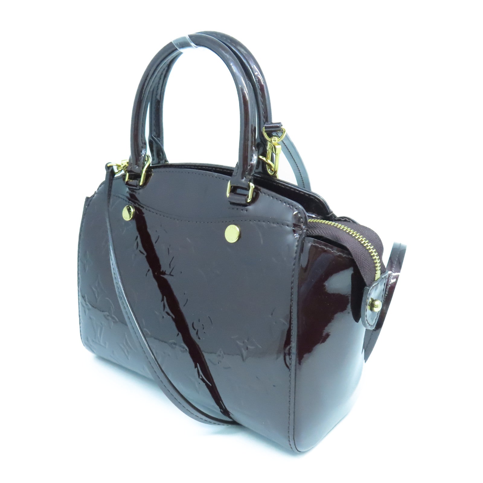 LOUIS VUITTON Monogram Vernis Brera PM金扣手挽肩背兩用袋紅色