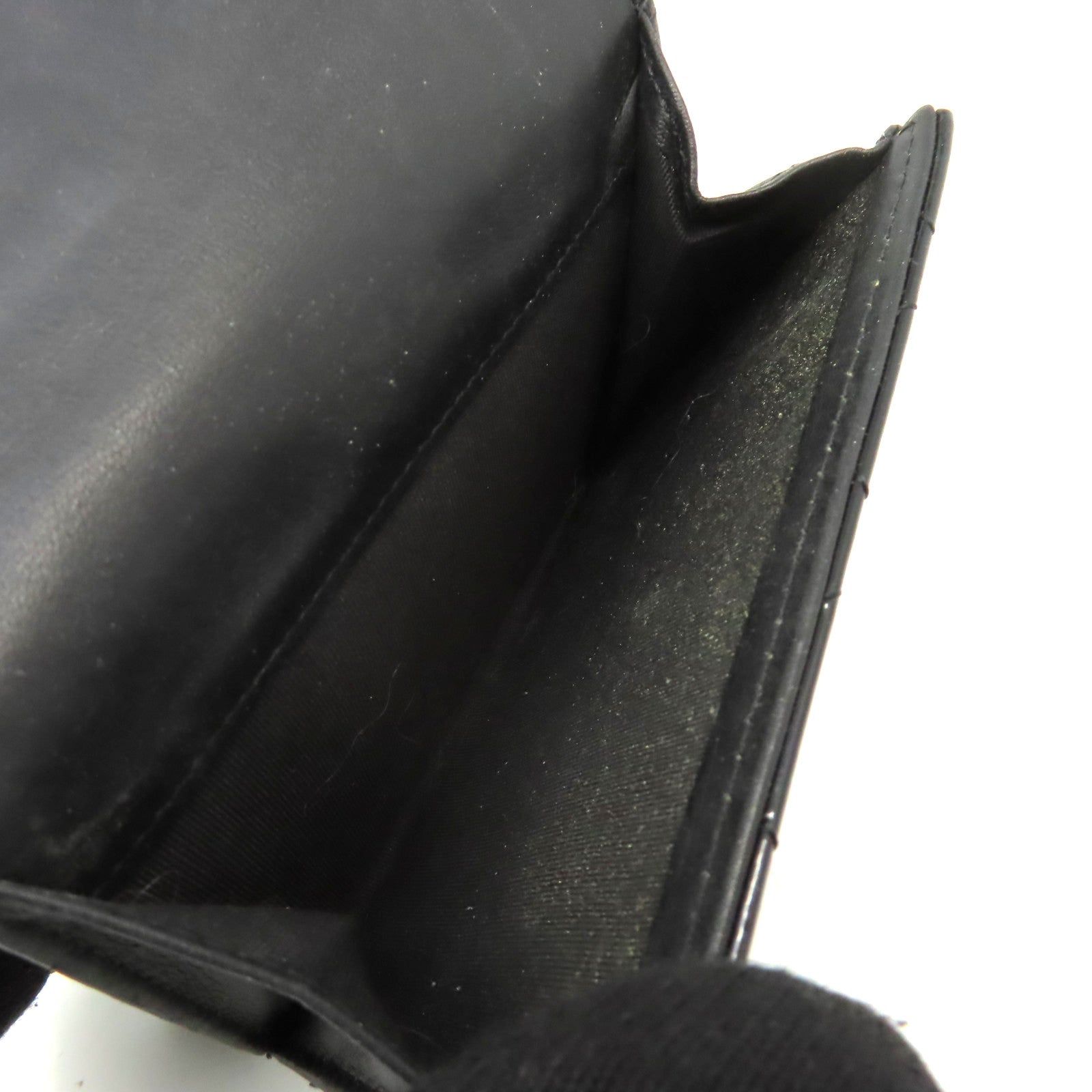 CHANEL 菱格漆皮皮革Short Wallet銀扣短錢包黑色
