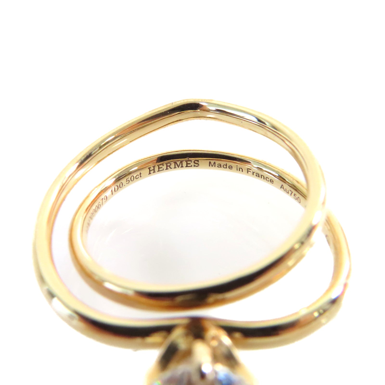 HERMES 18K玫瑰金/0.5ct鑽石Diamond Ring戒指US#5
