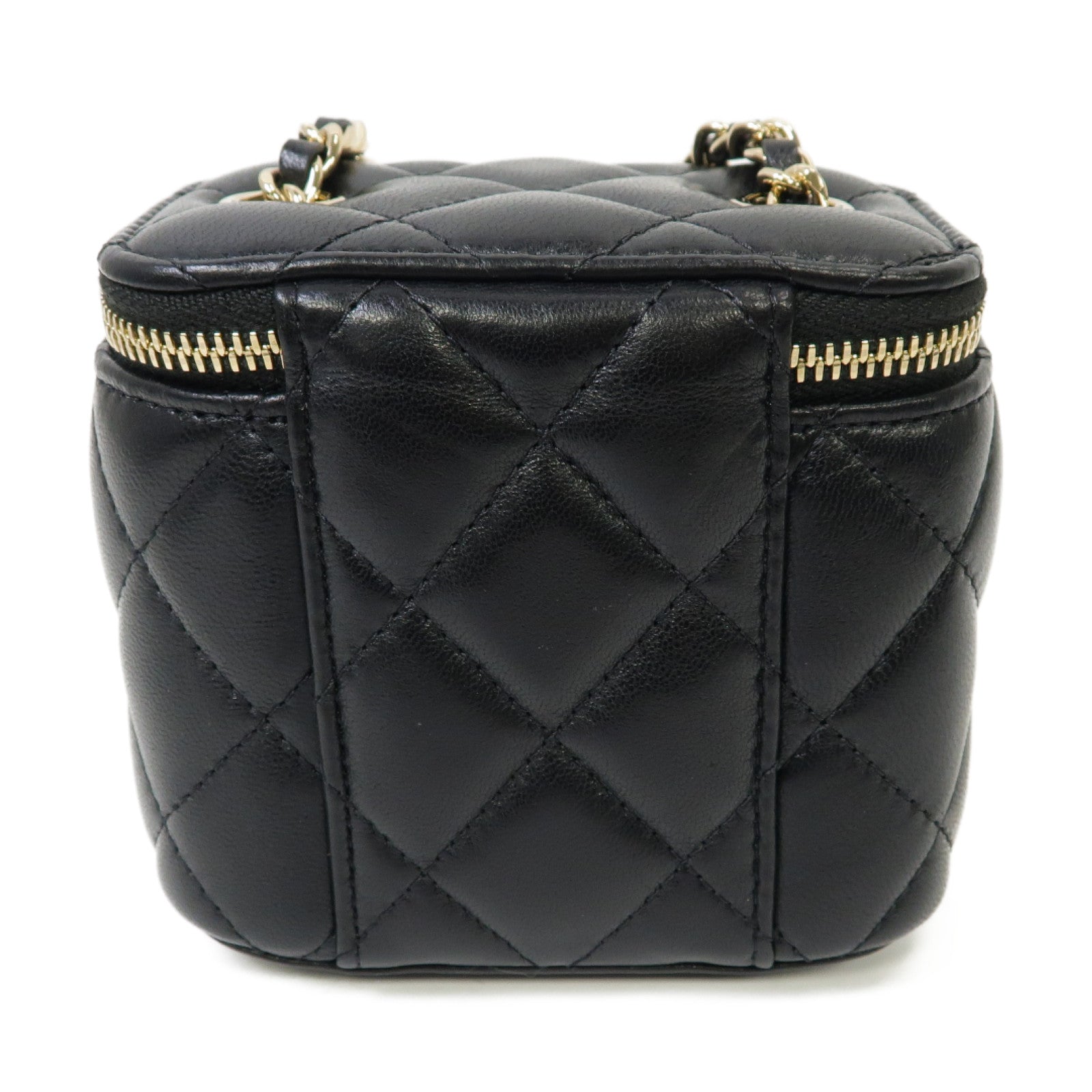CHANEL 菱格羊皮皮革Chain Shoulder Bag金扣鏈帶肩背袋黒色