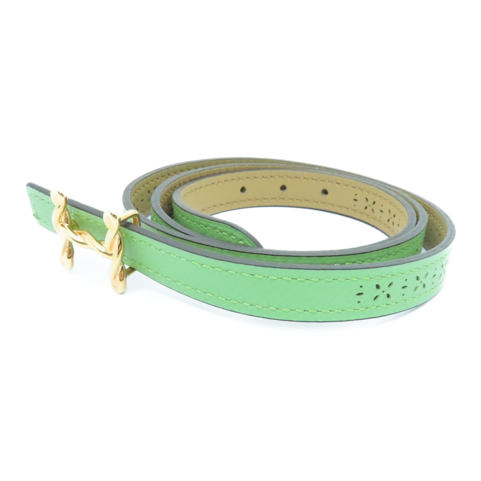HERMES 【激減優惠】Epsom皮革H Torsade Belt 70cm金扣皮帶Vert Criquet綠色