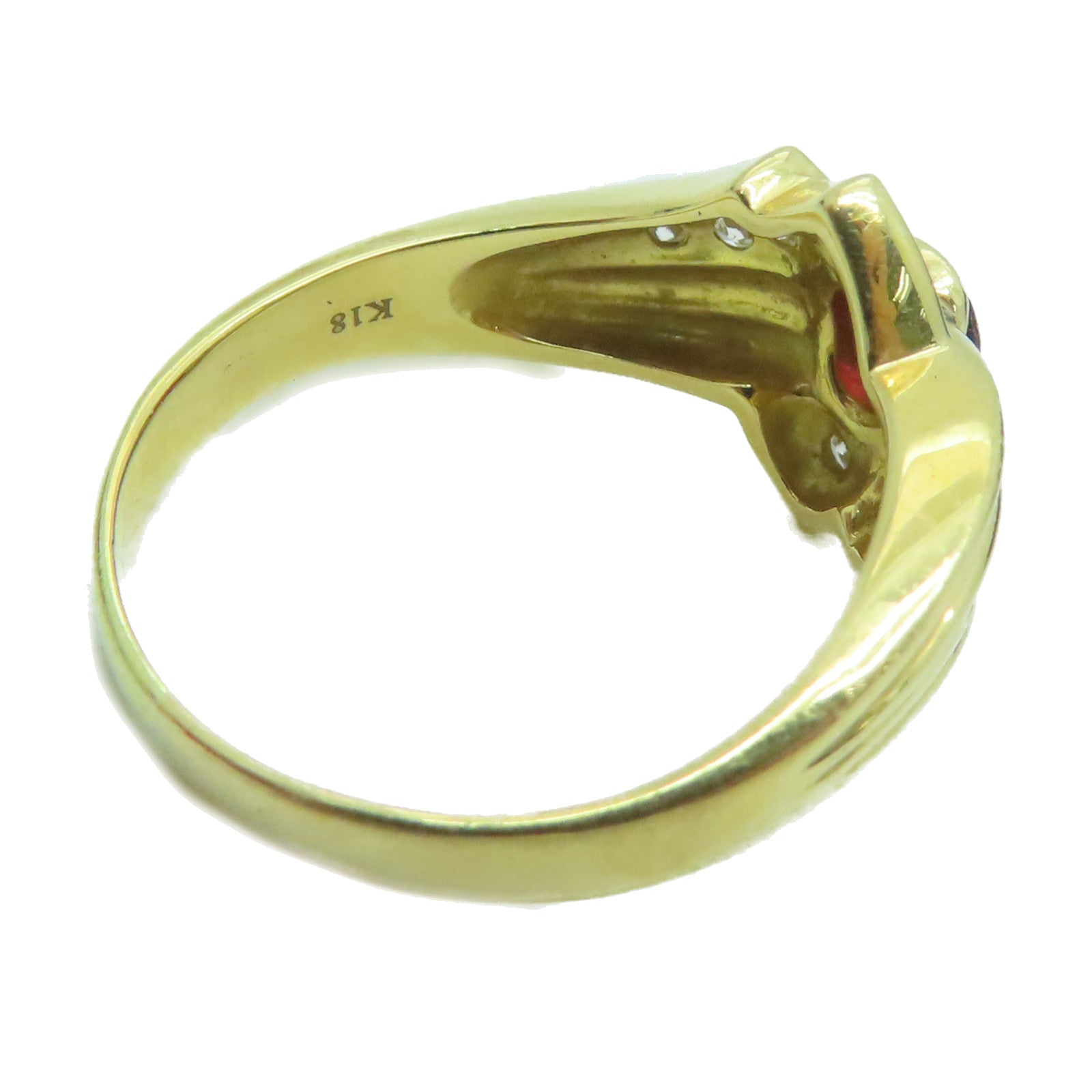 JEWELRY 【激减优惠】18K黄金Ruby Ring 0.41ct红宝石/0.15ct钻石戒指US#7.5
