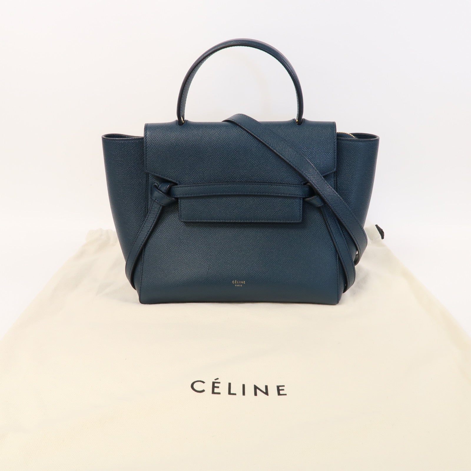 CELINE 牛皮皮革Micro Belt Bag金扣手挽肩背兩用袋藍色