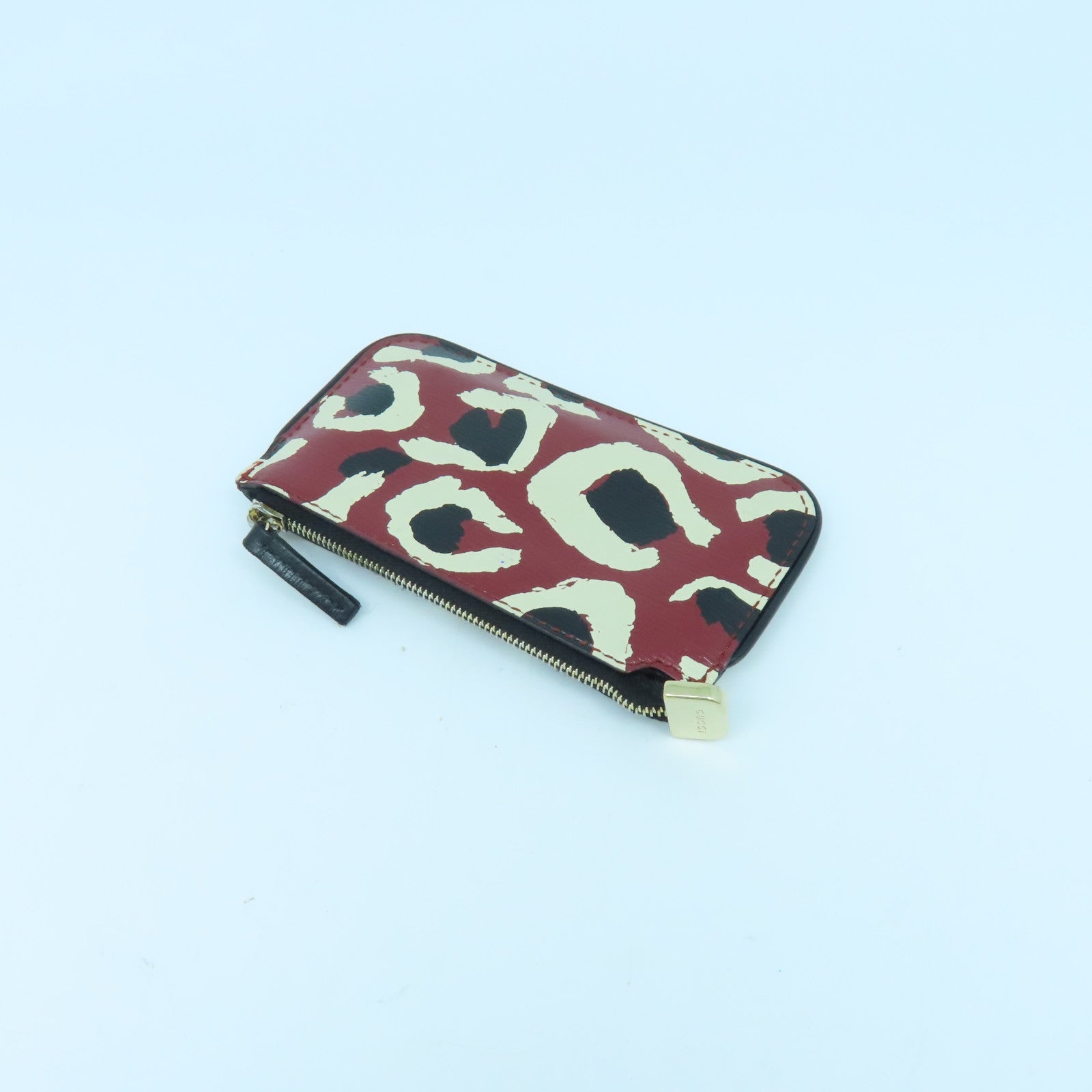 GUCCI 塗層帆布Coins Case金扣錢包紅色/白色/黑色