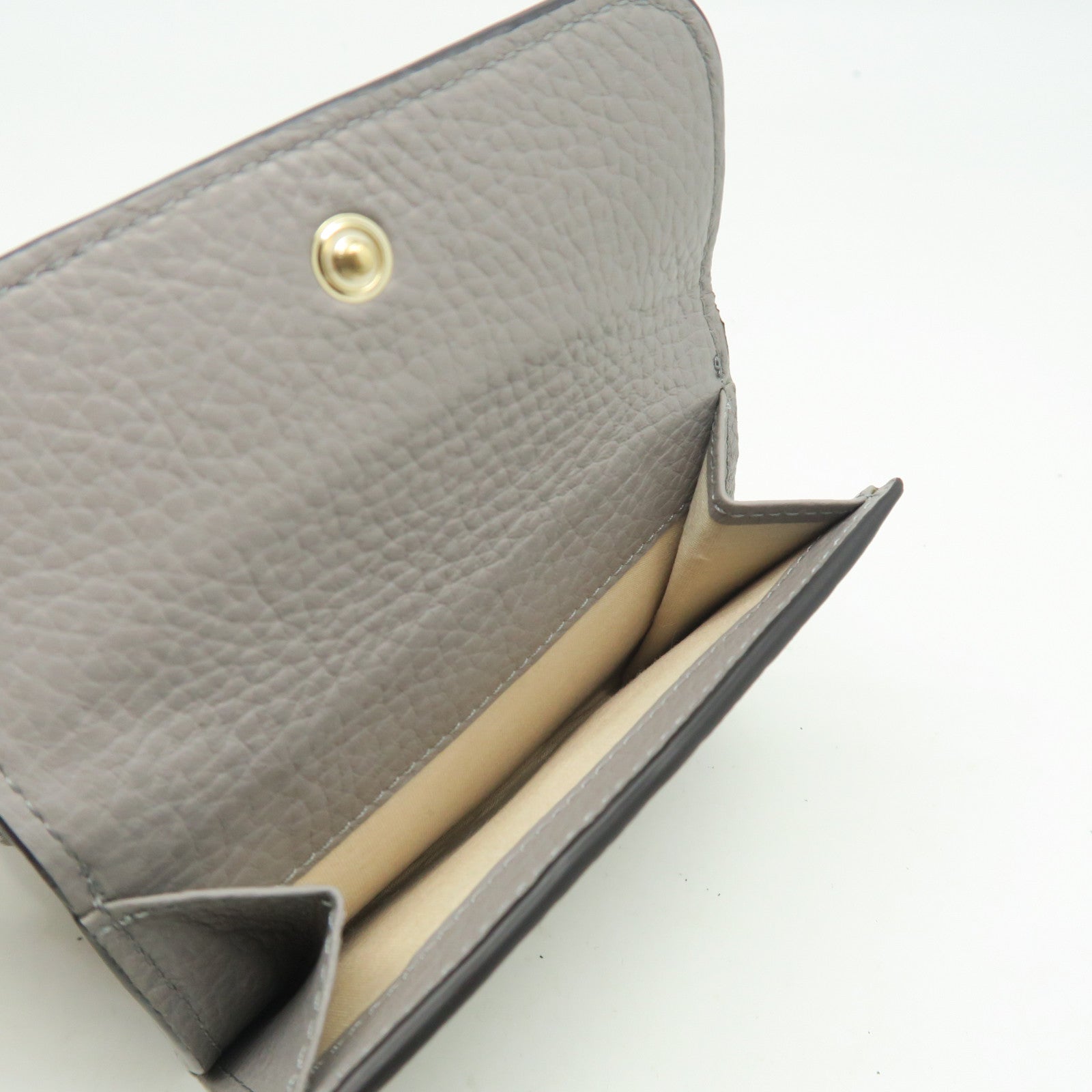 Chloe Leather Wallet Gold Buckle Gray