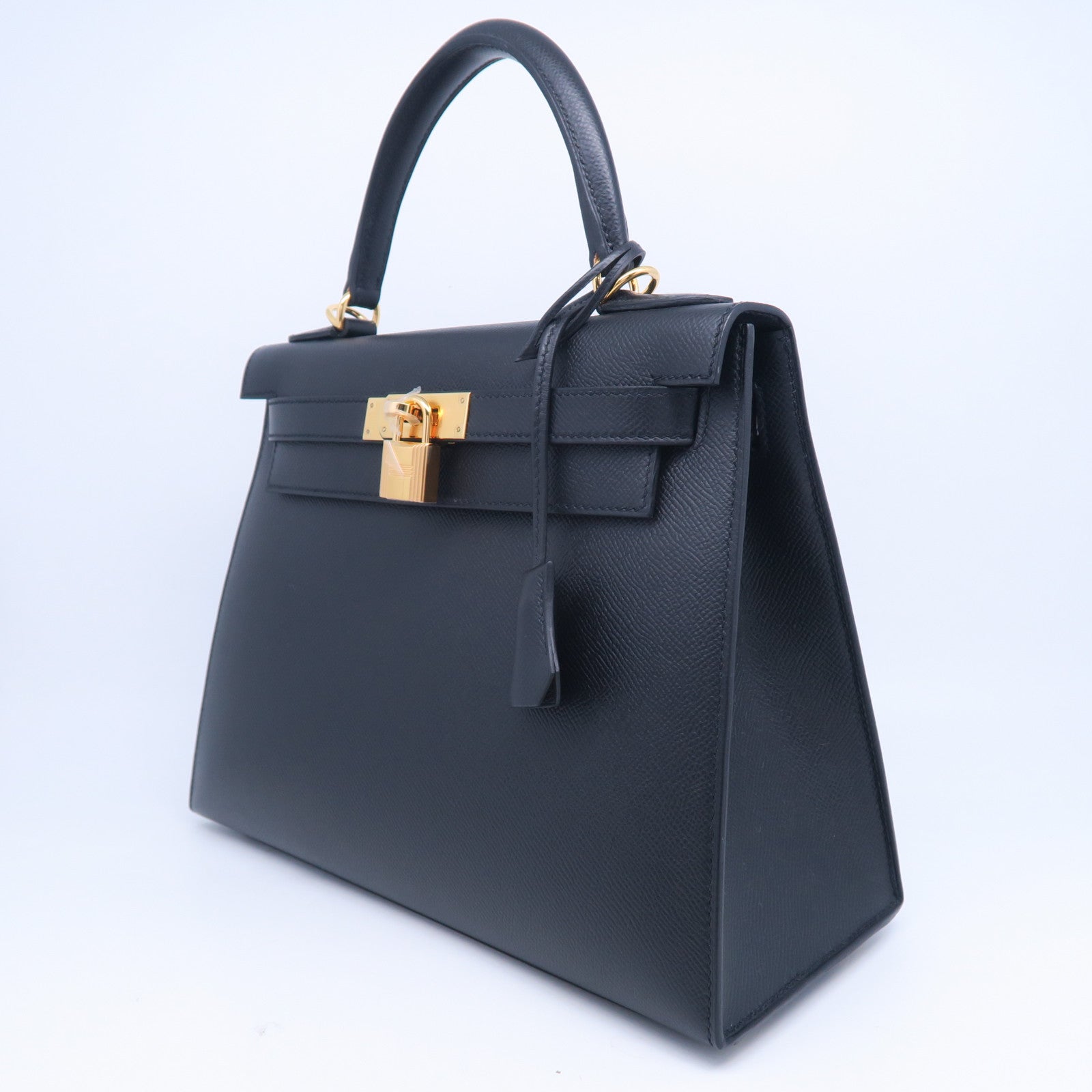 HERMES Veau Epsom皮革Kelly 28金扣手挽肩背兩用袋黑色