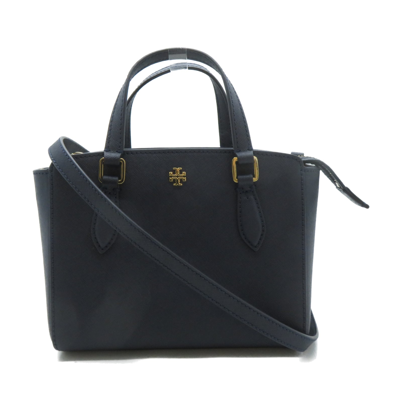Tory Burch 牛皮皮革2 Way Shoulder金扣手挽肩背兩用袋深藍色