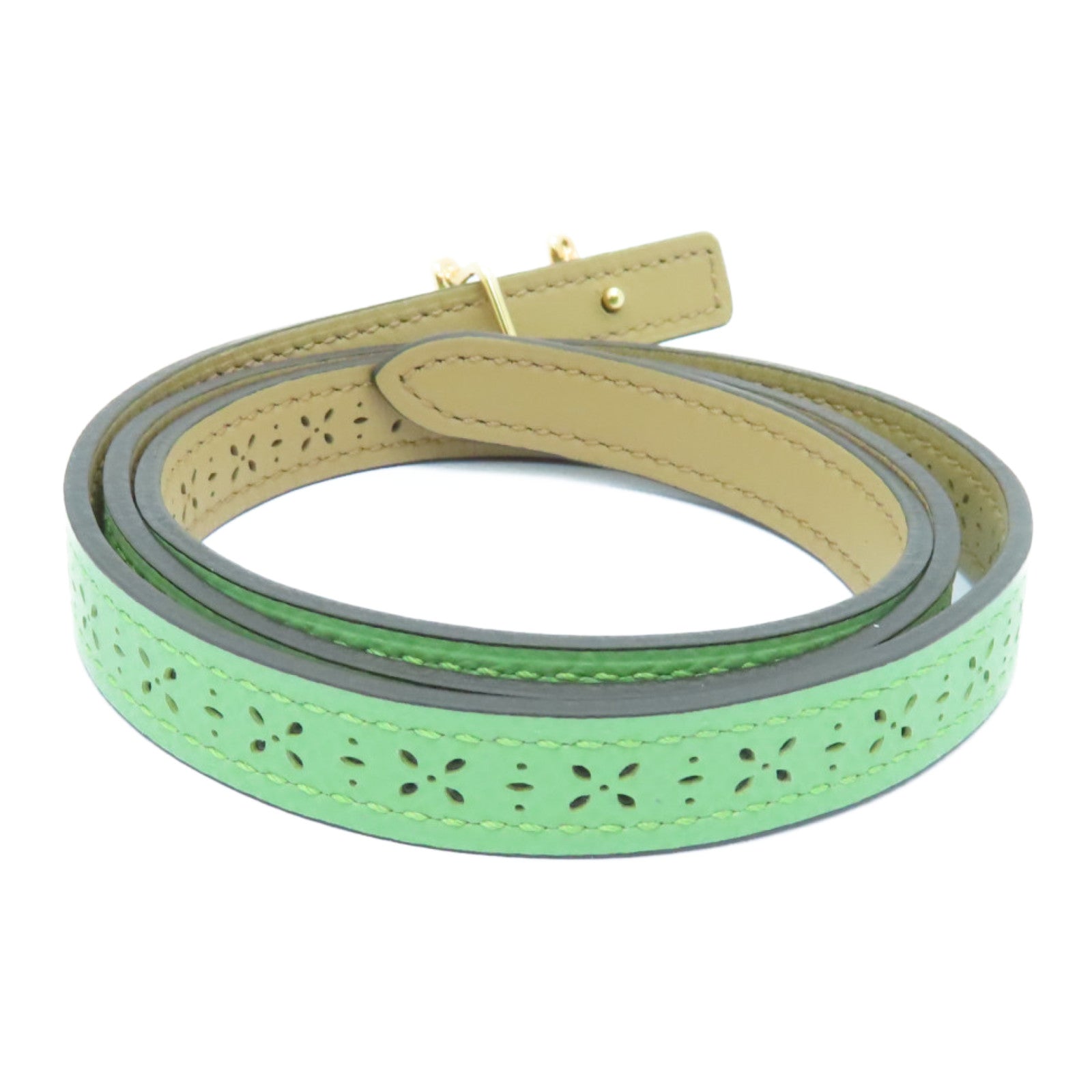 HERMES 【激減優惠】Epsom皮革H Torsade Belt 70cm金扣皮帶Vert Criquet綠色