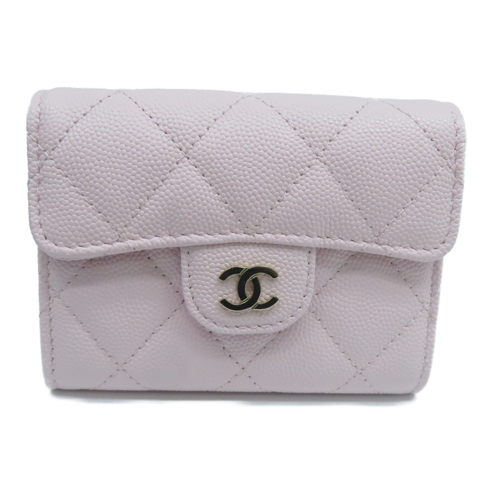 CHANEL 菱格Caviar皮革Card Holder金扣卡片套粉紅色