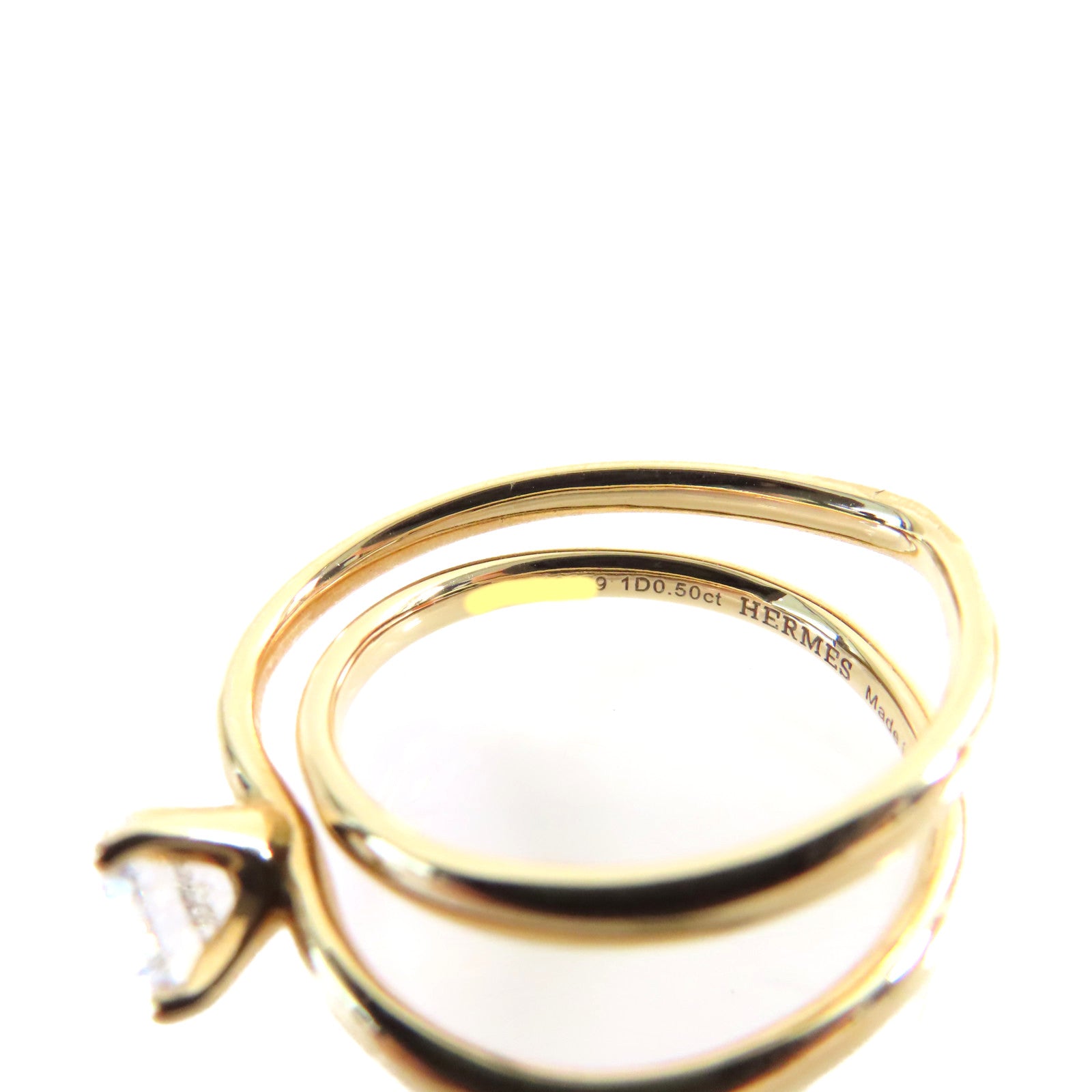 HERMES 18K玫瑰金/0.5ct鑽石Diamond Ring戒指US#5