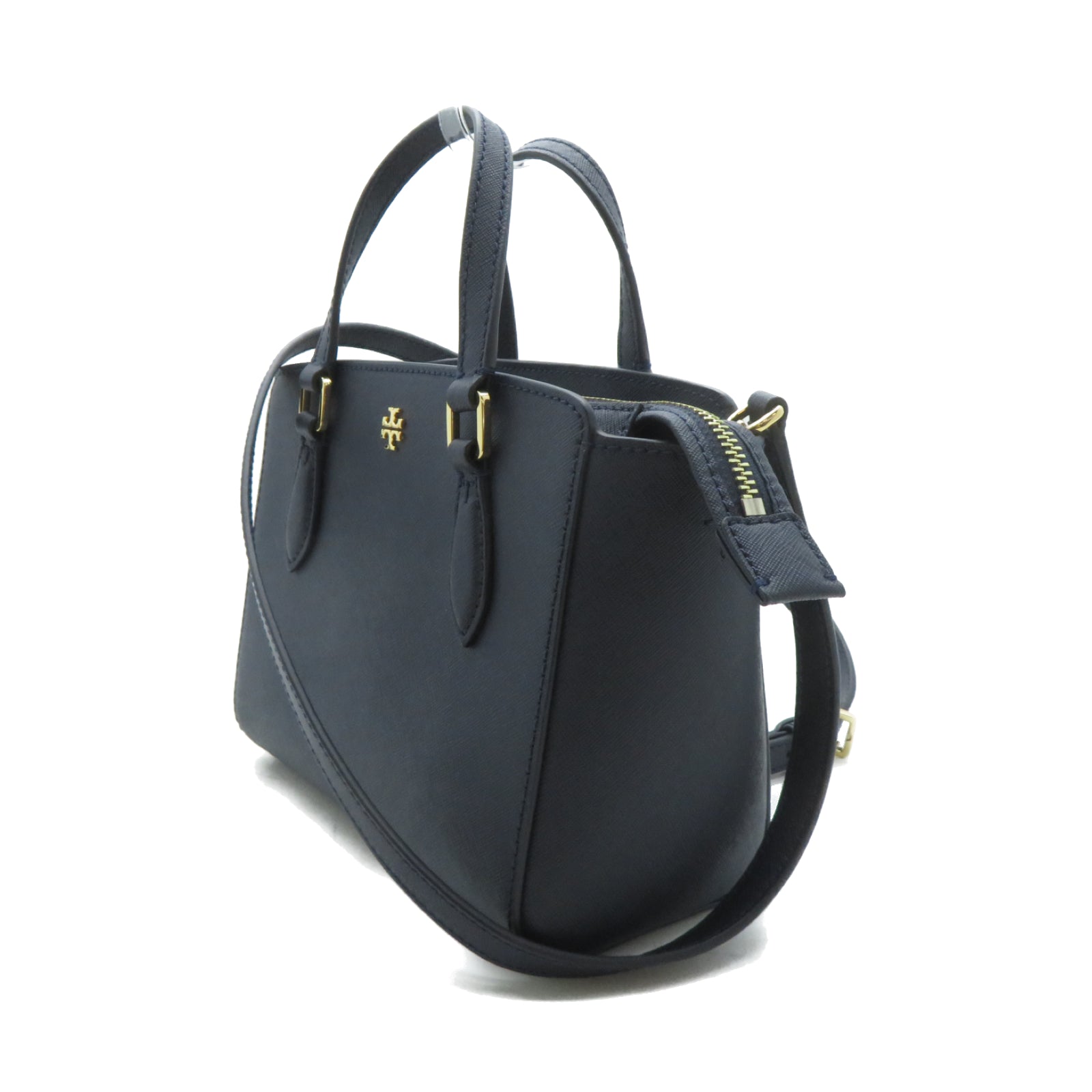 Tory Burch 牛皮皮革2 Way Shoulder金扣手挽肩背兩用袋深藍色