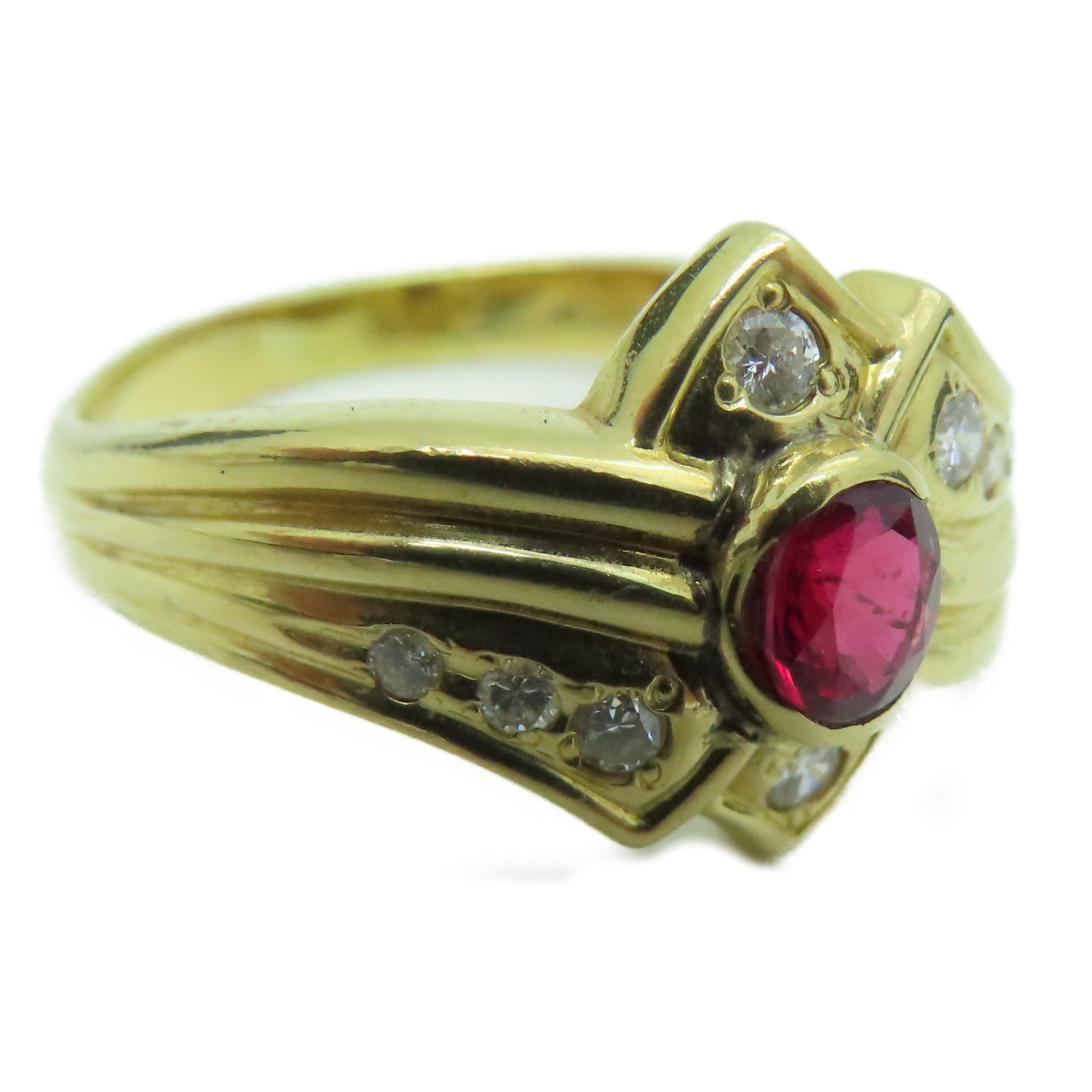 JEWELRY 【激减优惠】18K黄金Ruby Ring 0.41ct红宝石/0.15ct钻石戒指US#7.5