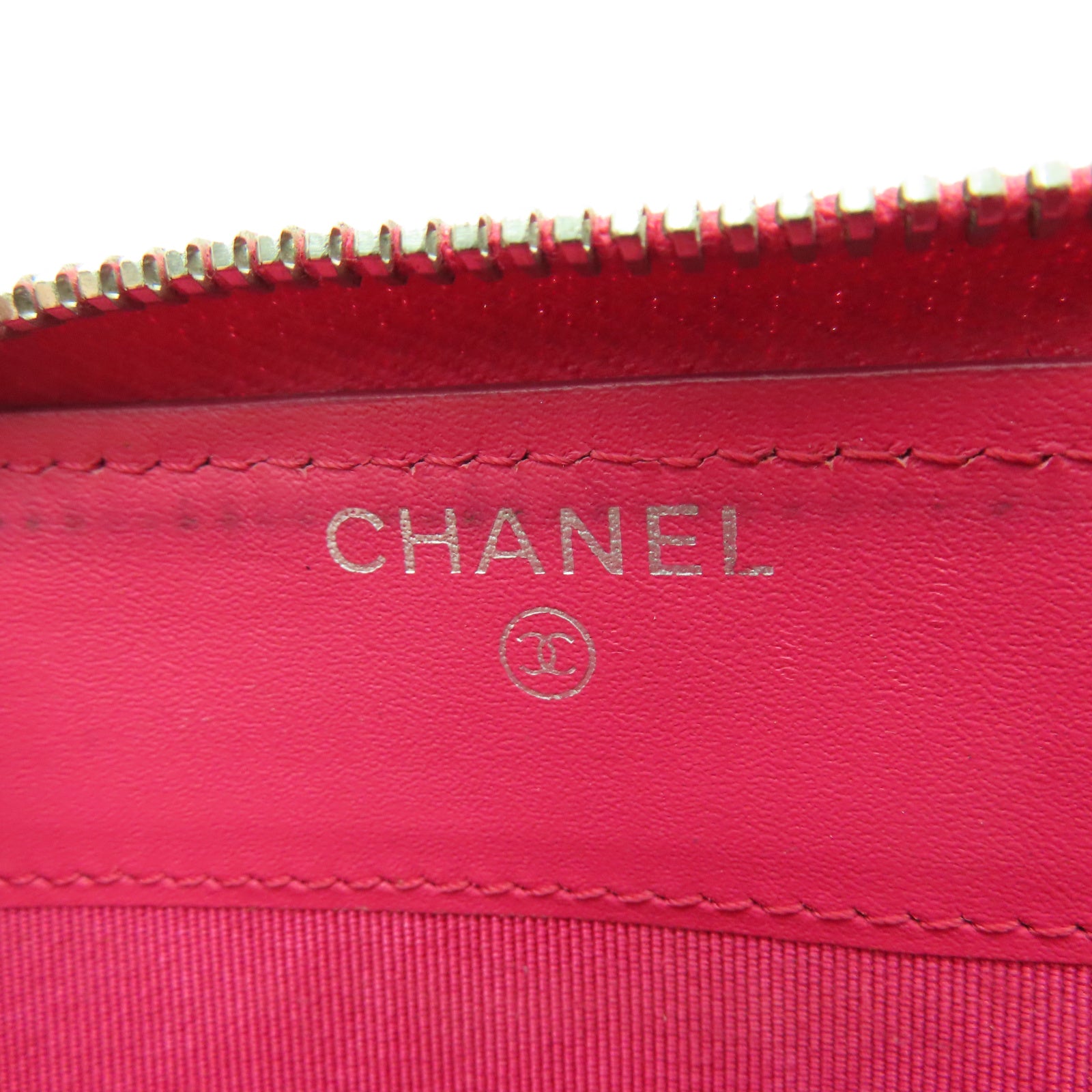 CHANEL 【激減優惠】菱格漆皮皮革Zipper Long Wallet銀扣長錢包紅色
